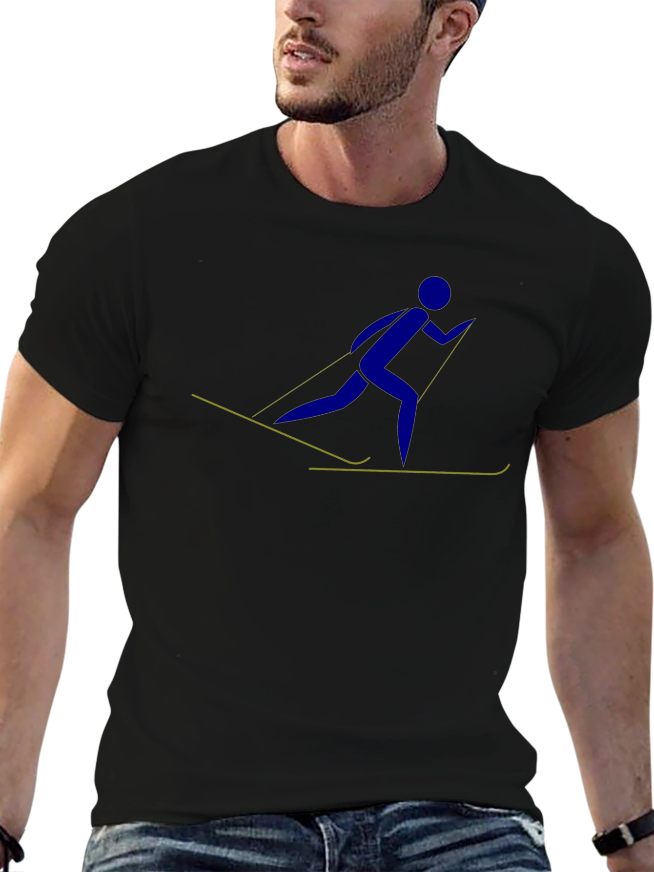 Skiing Stick Figure Graphic Tee