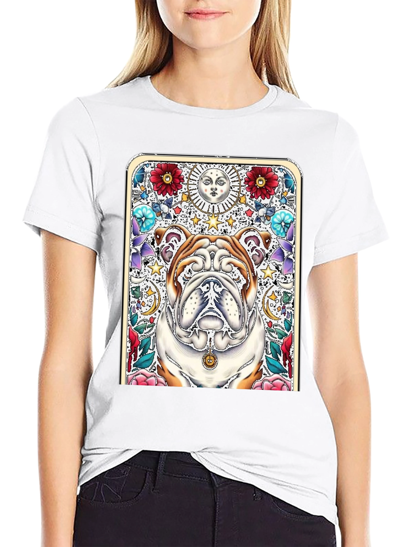 Bulldog Tarot Card T-Shirt - Unique Graphic Tee