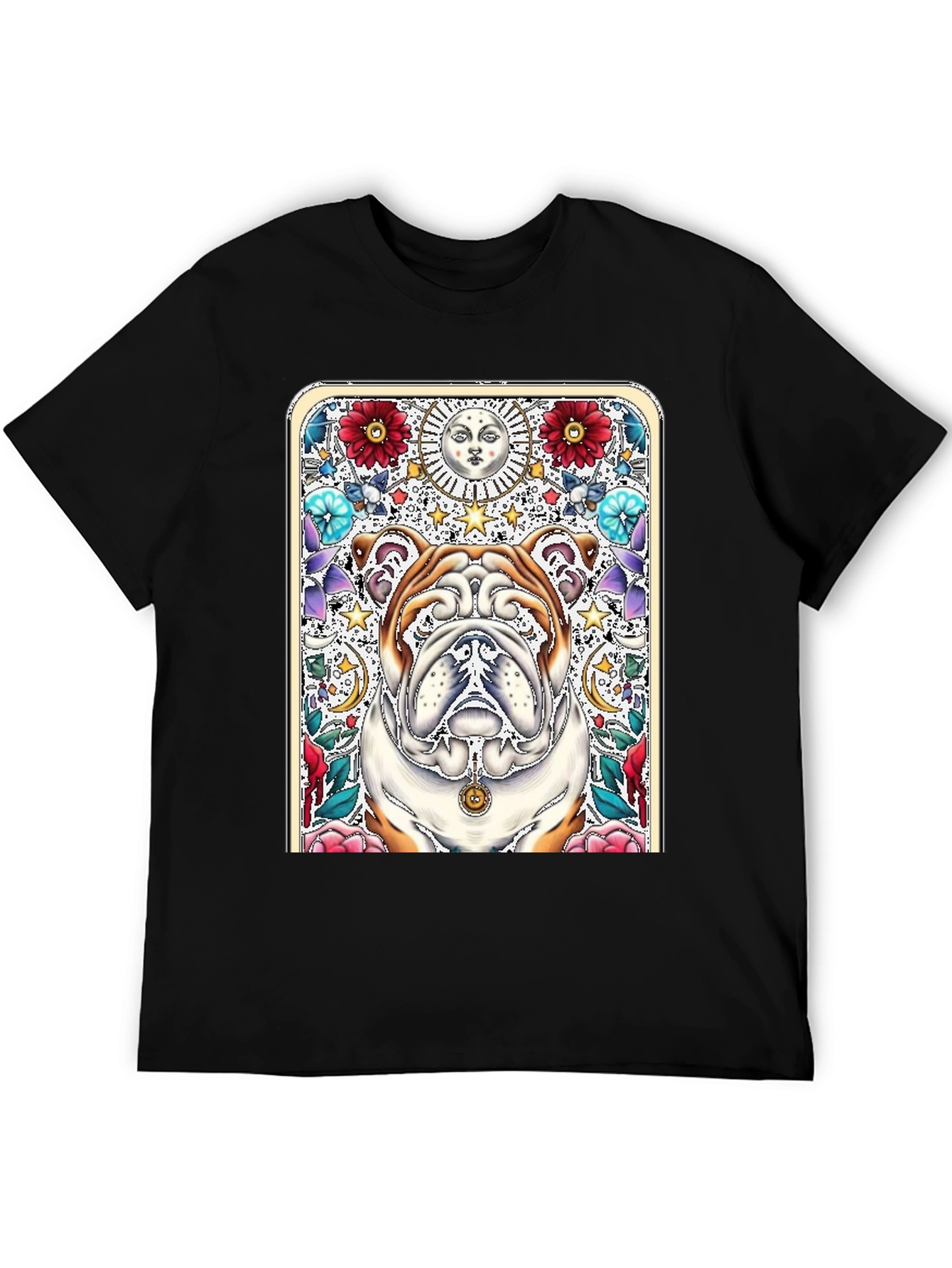 Bulldog Tarot Card T-Shirt - Unique Graphic Tee