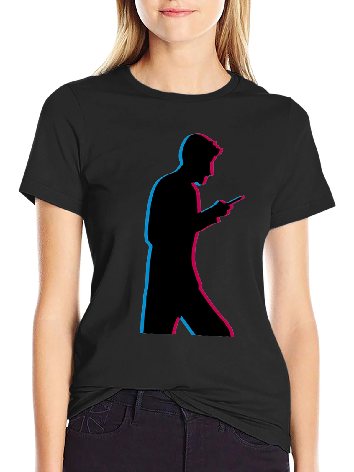 Mens Black Silhouette Graphic Tee - Trendy Design