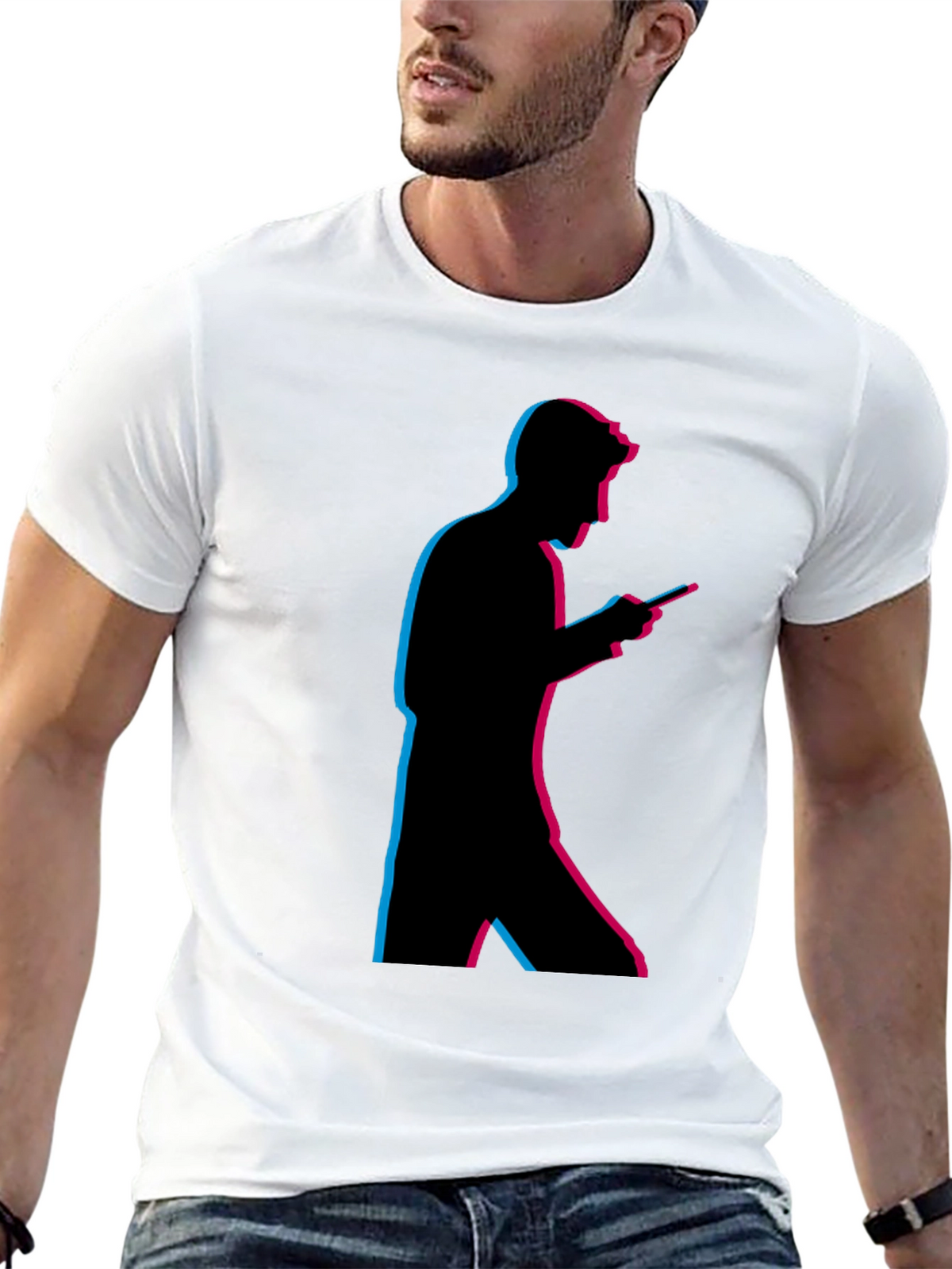 Mens Black Silhouette Graphic Tee - Trendy Design