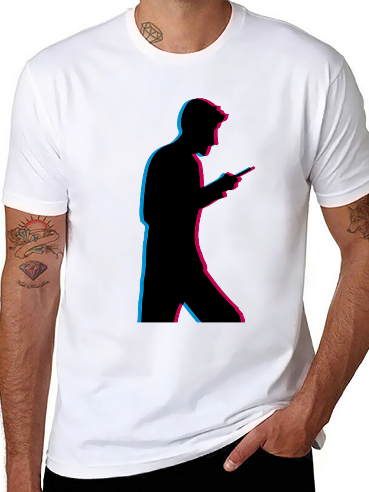 Mens Black Silhouette Graphic Tee - Trendy Design