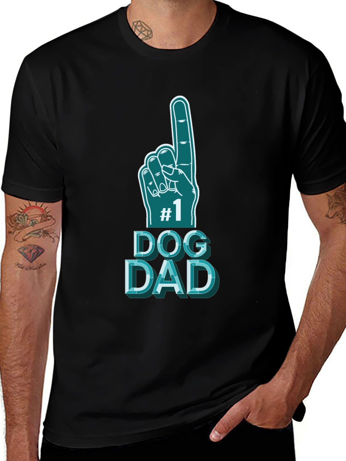 #1 Dog Dad T-Shirt - Black Graphic Tee