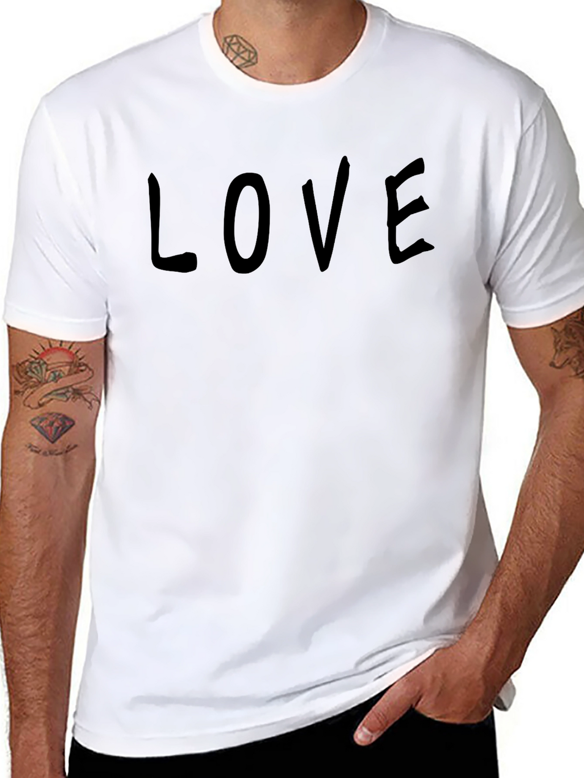 Mens Black LOVE Graphic Tee - Casual Fashion