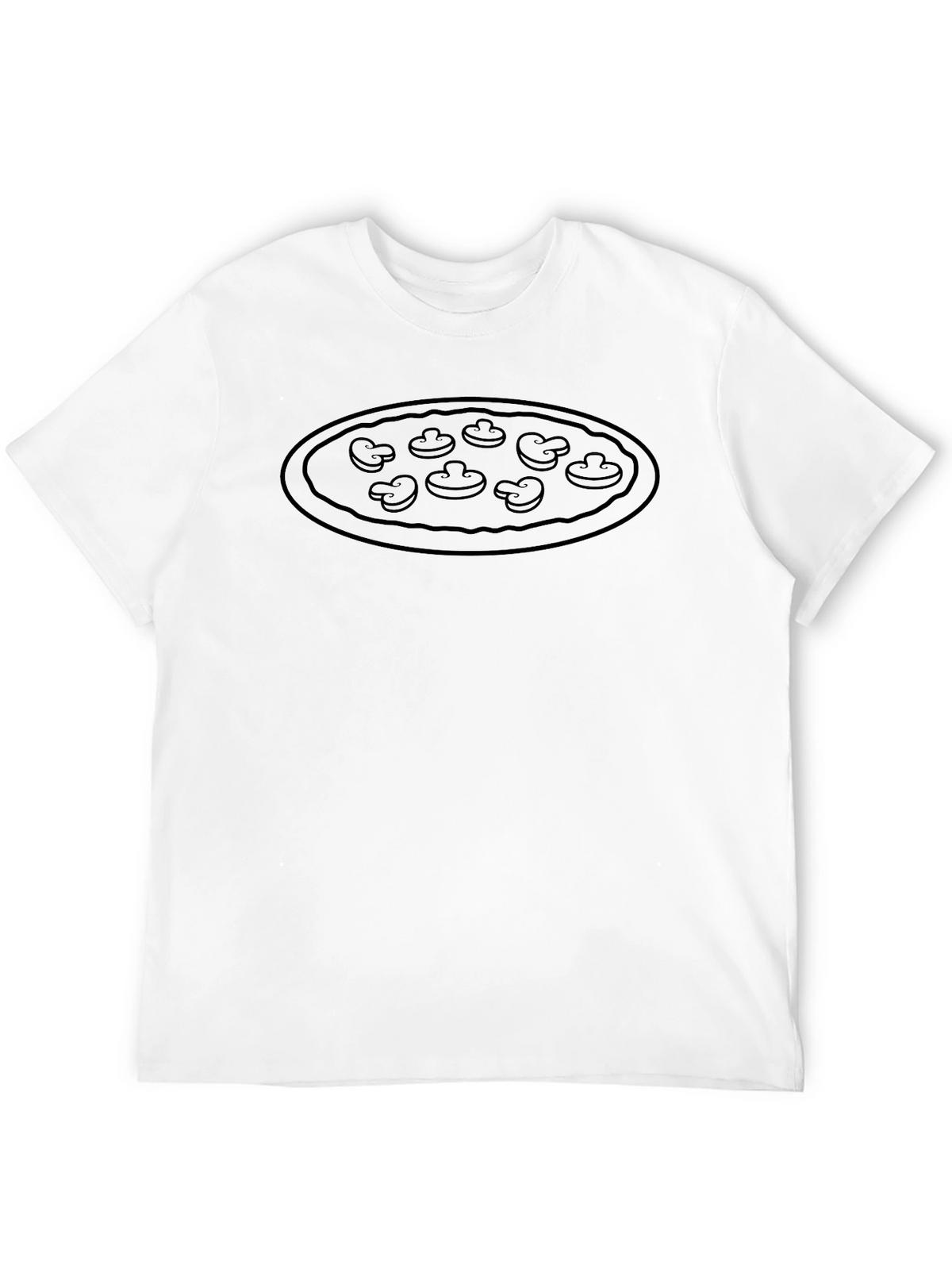 Mushroom Pizza Graphic Tee - Black Crew Neck T-Shirt