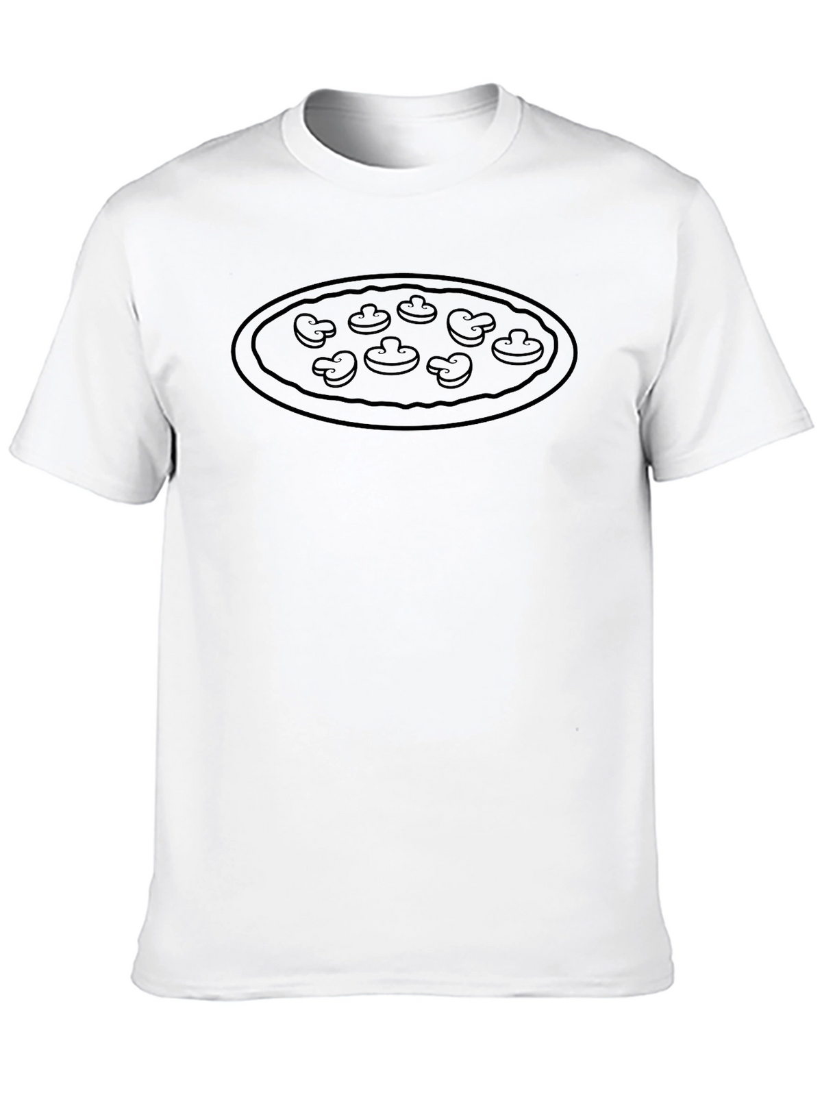 Mushroom Pizza Graphic Tee - Black Crew Neck T-Shirt