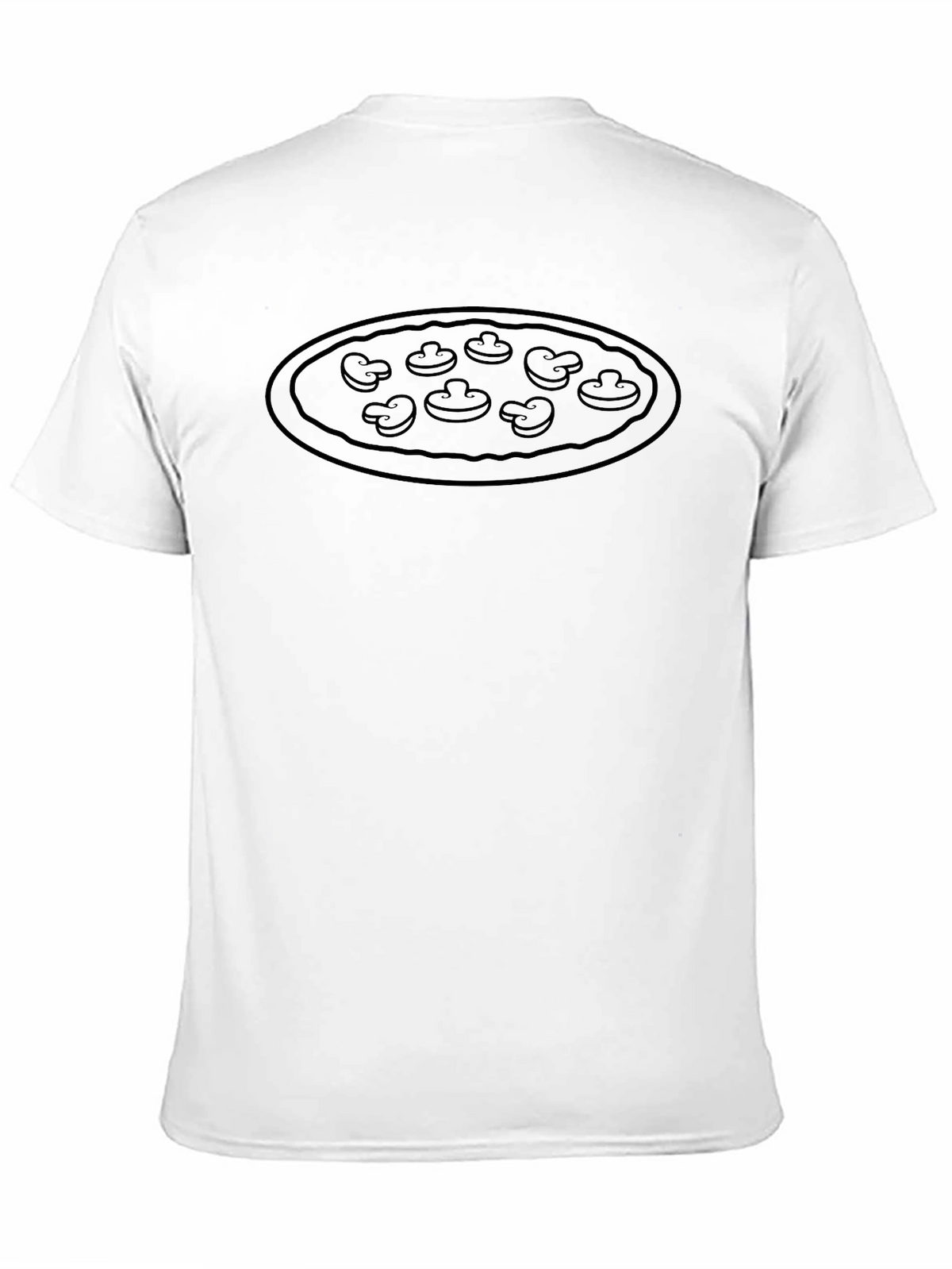 Mushroom Pizza Graphic Tee - Black Crew Neck T-Shirt