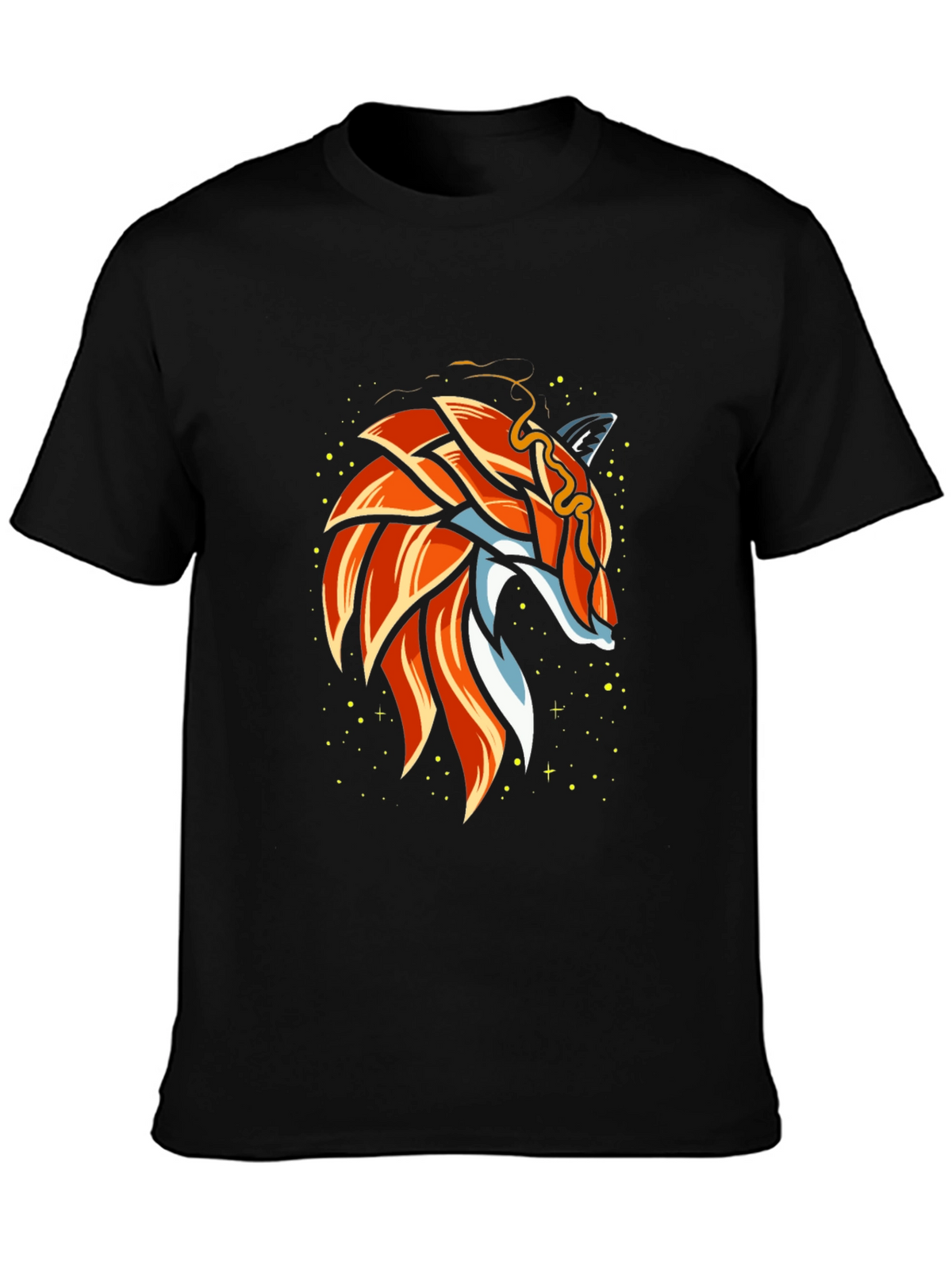 Geometric Fox Graphic Black T-Shirt