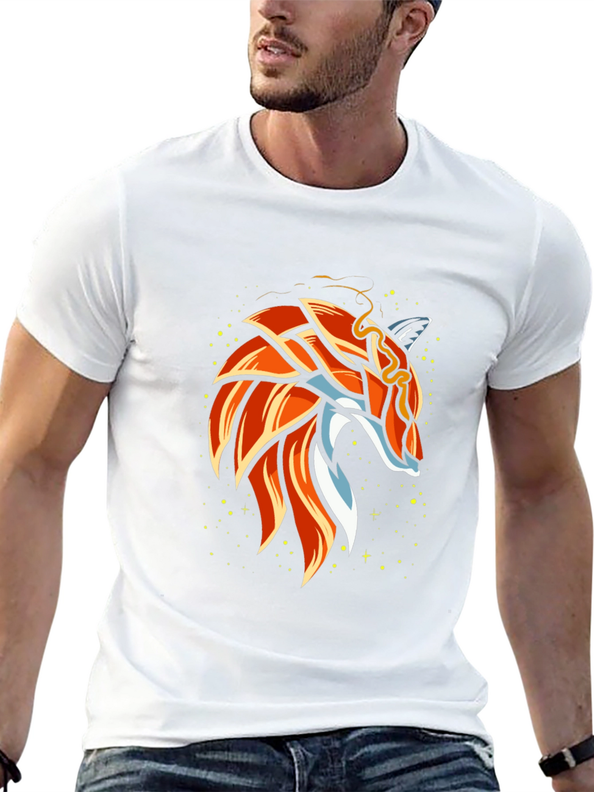Geometric Fox Graphic Black T-Shirt