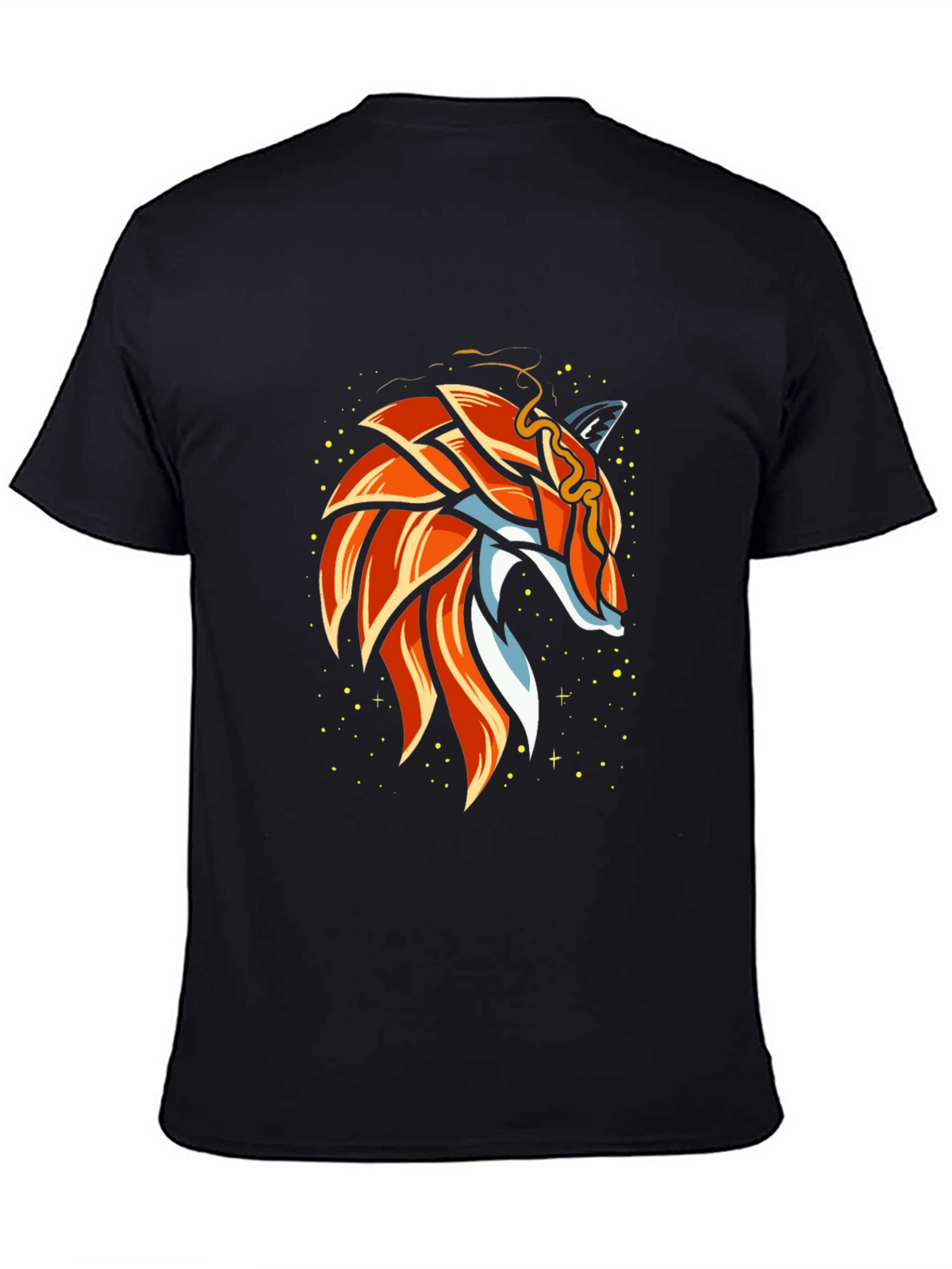 Geometric Fox Graphic Black T-Shirt