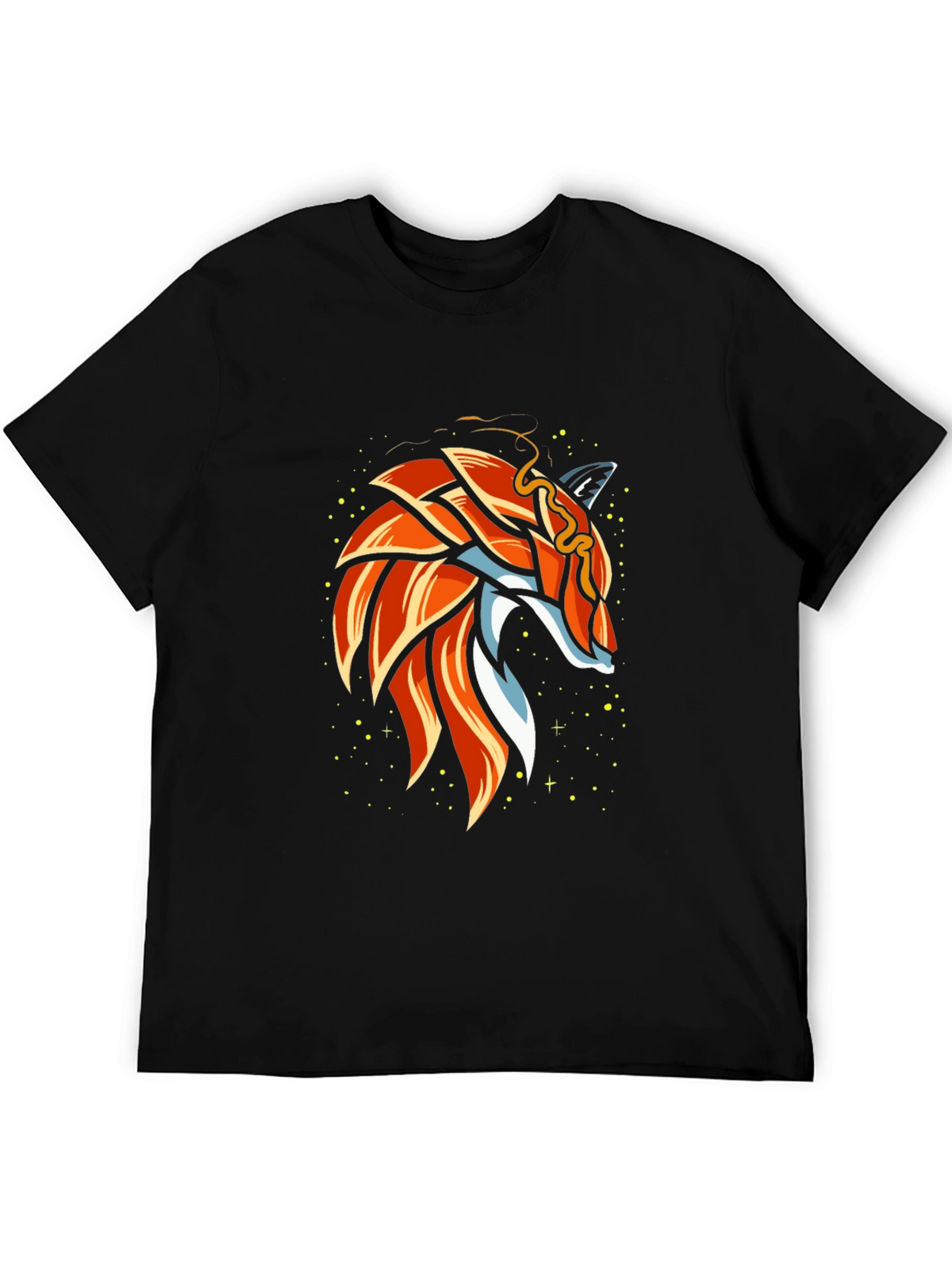Geometric Fox Graphic Black T-Shirt