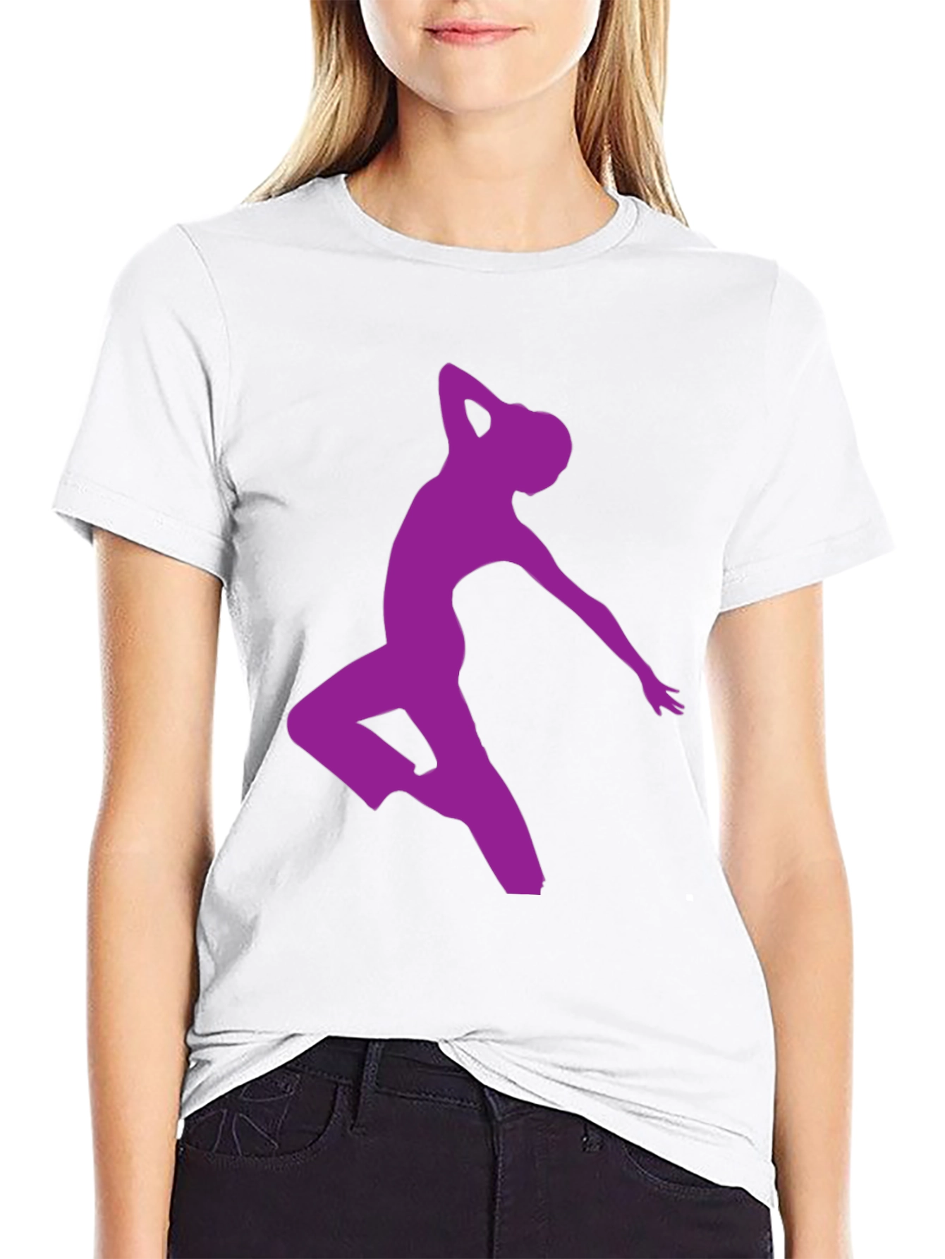 Purple Dancer Silhouette Black Graphic Tee
