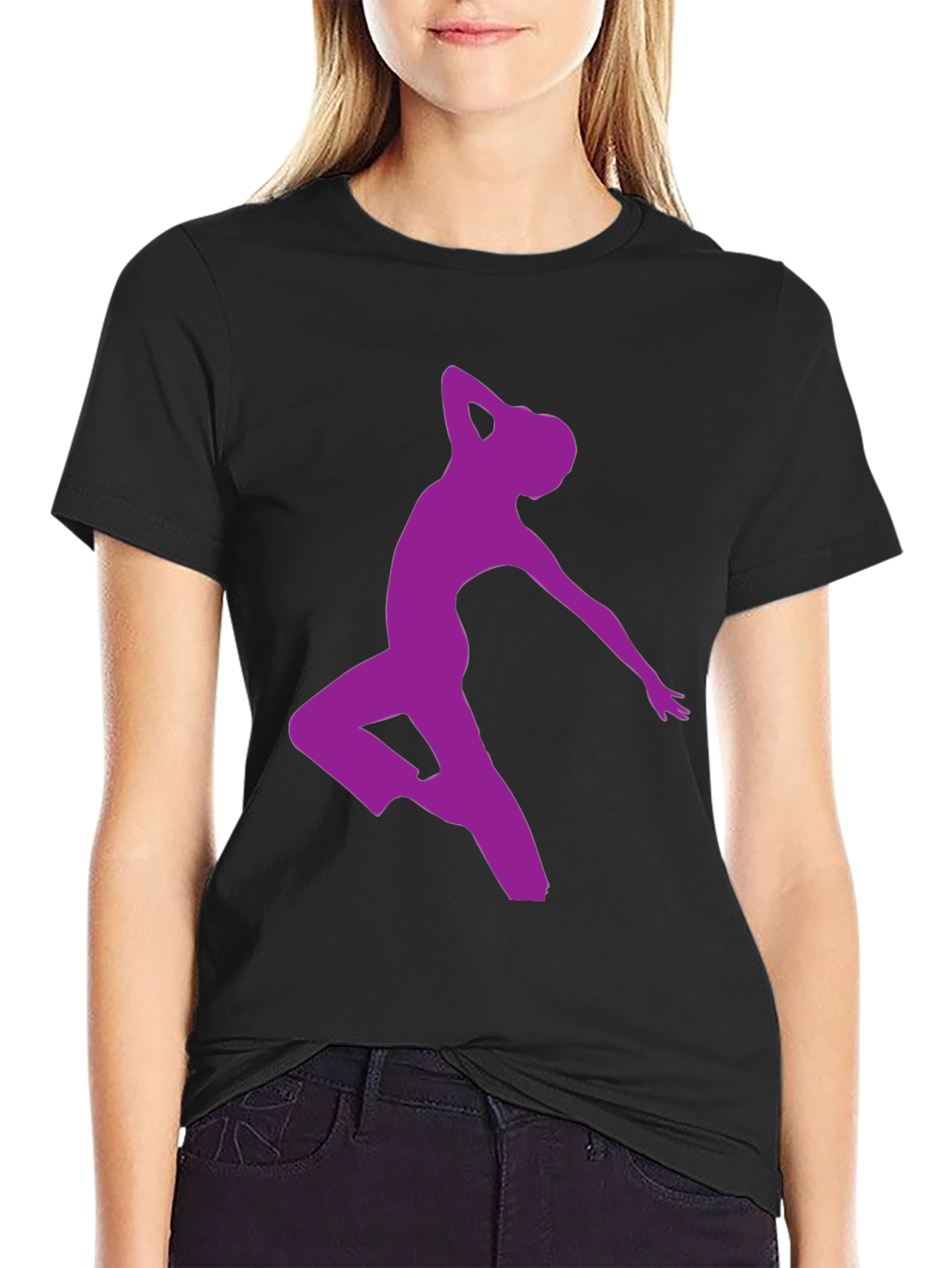 Purple Dancer Silhouette Black Graphic Tee