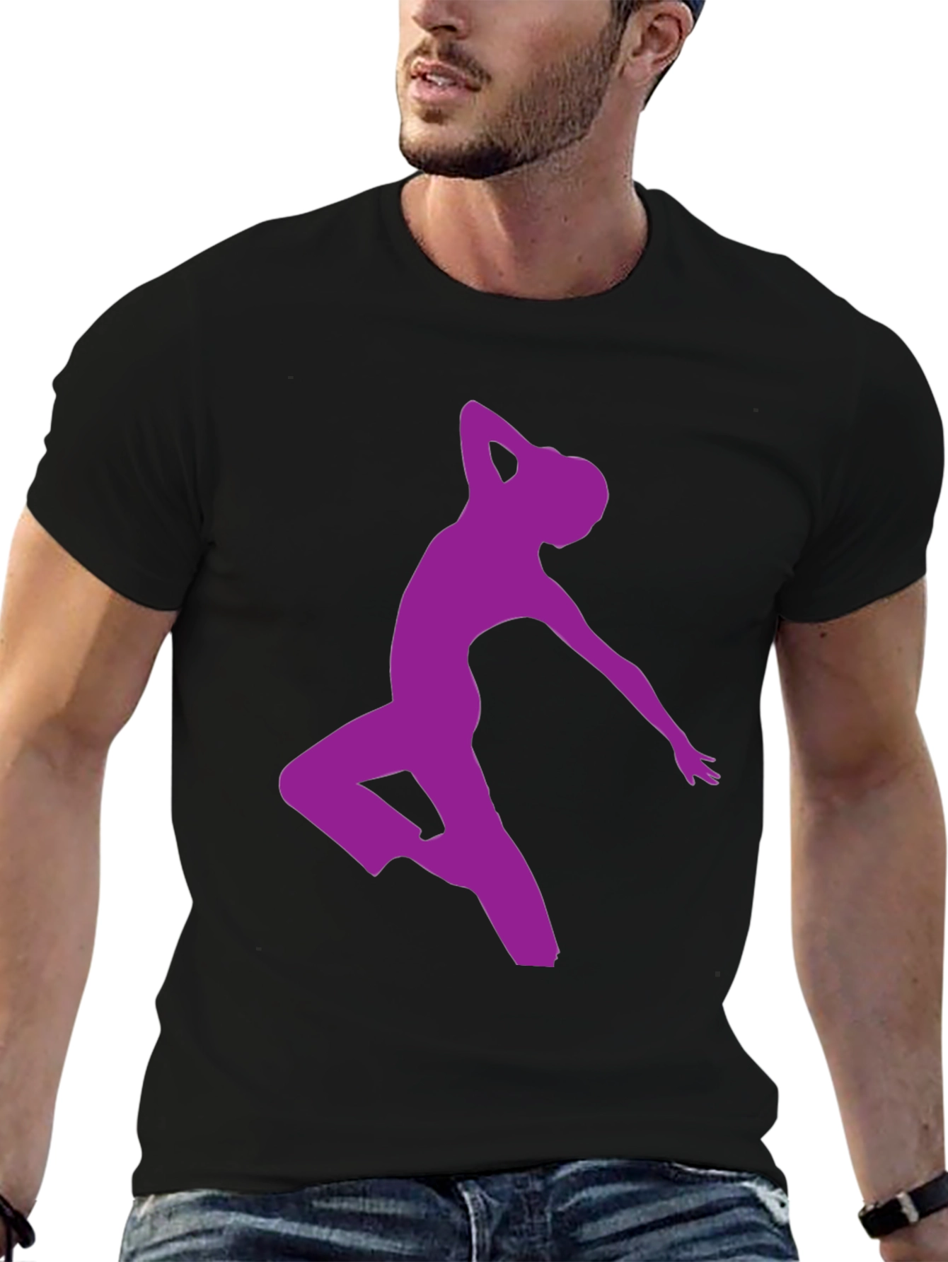 Purple Dancer Silhouette Black Graphic Tee