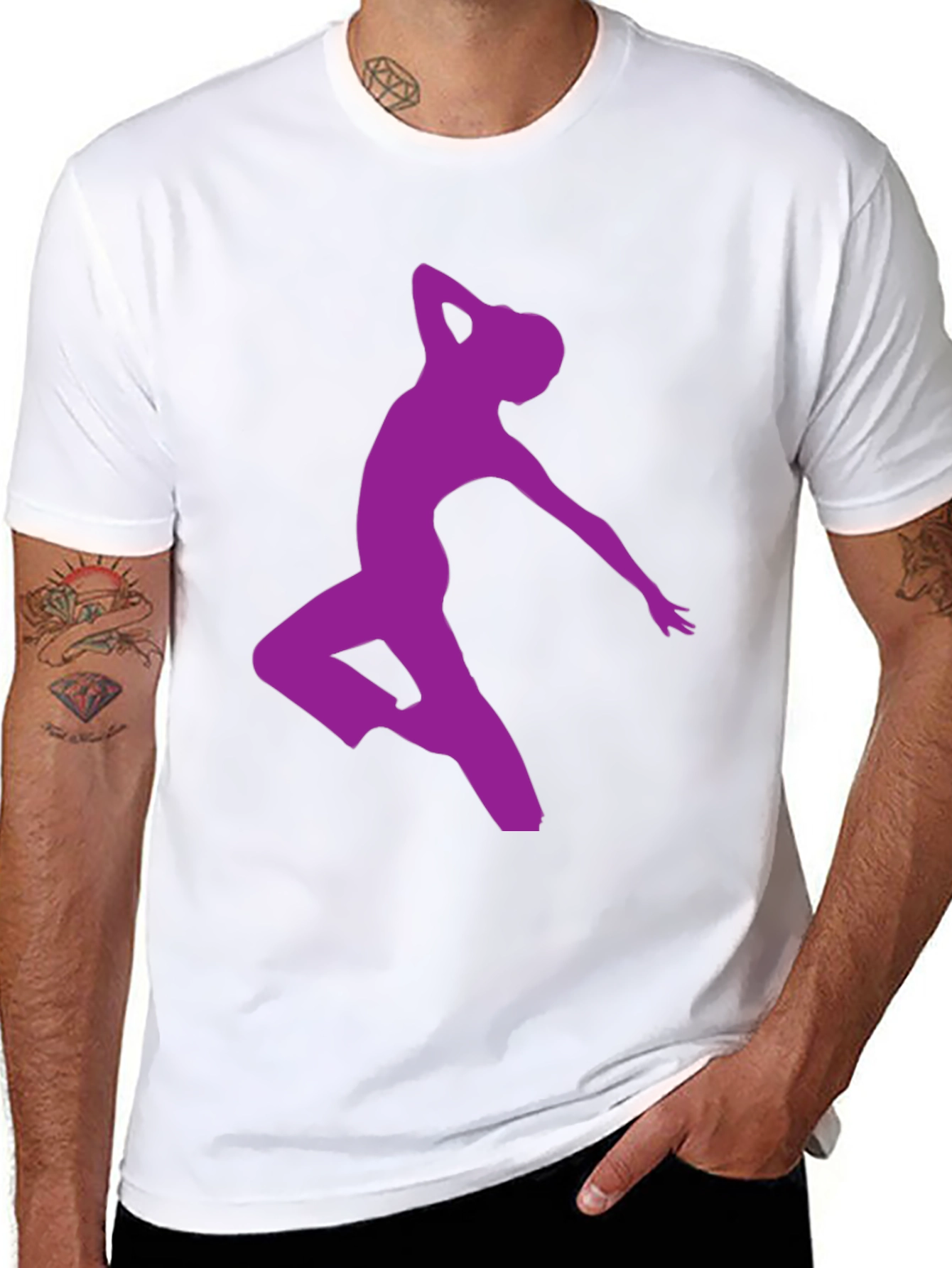 Purple Dancer Silhouette Black Graphic Tee