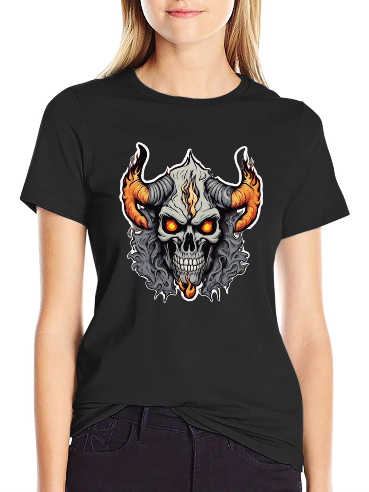 Skull Demon Graphic Tee - Black