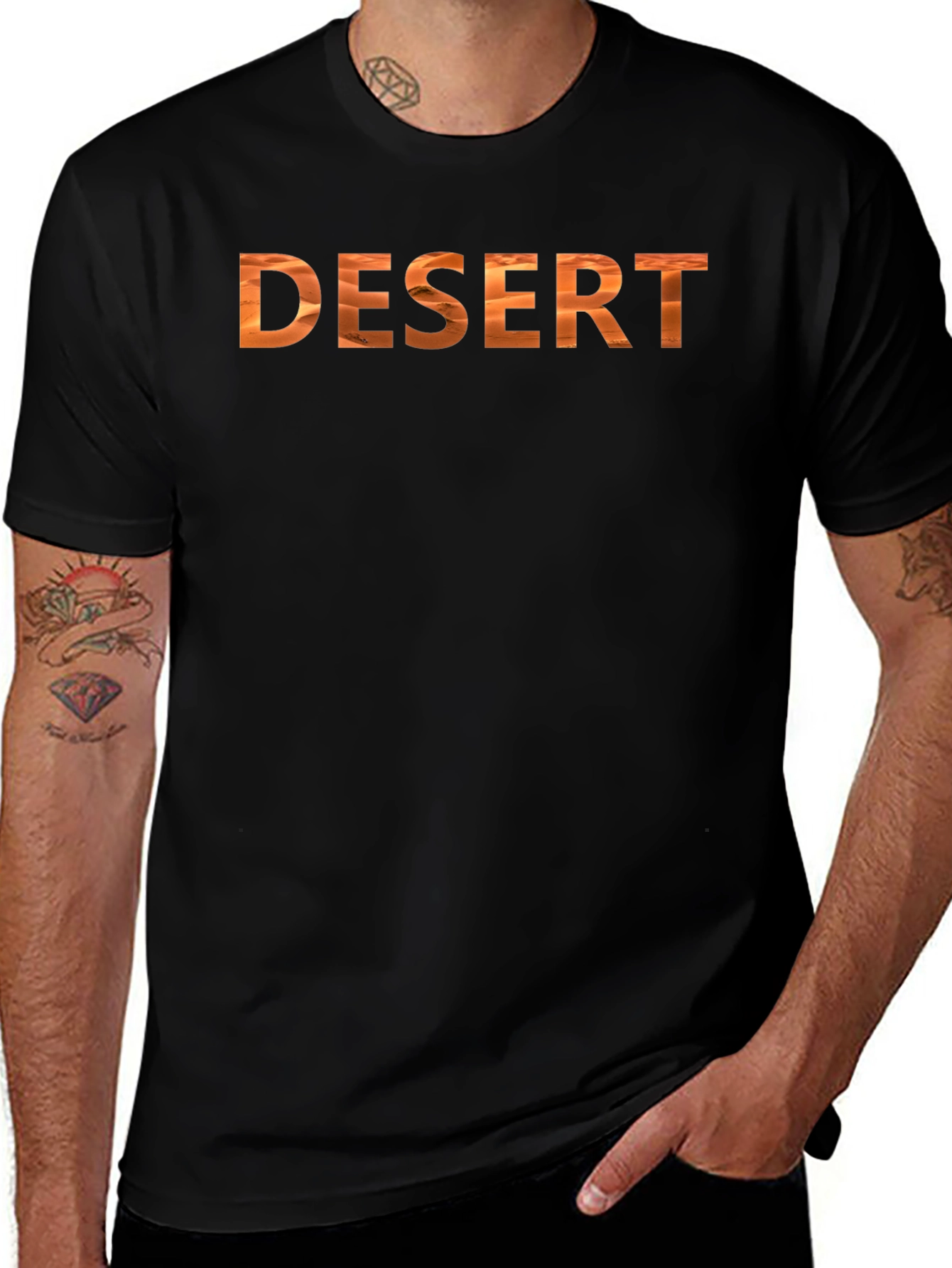 Desert Graphic Tee - Sand Dune Design Black T-Shirt