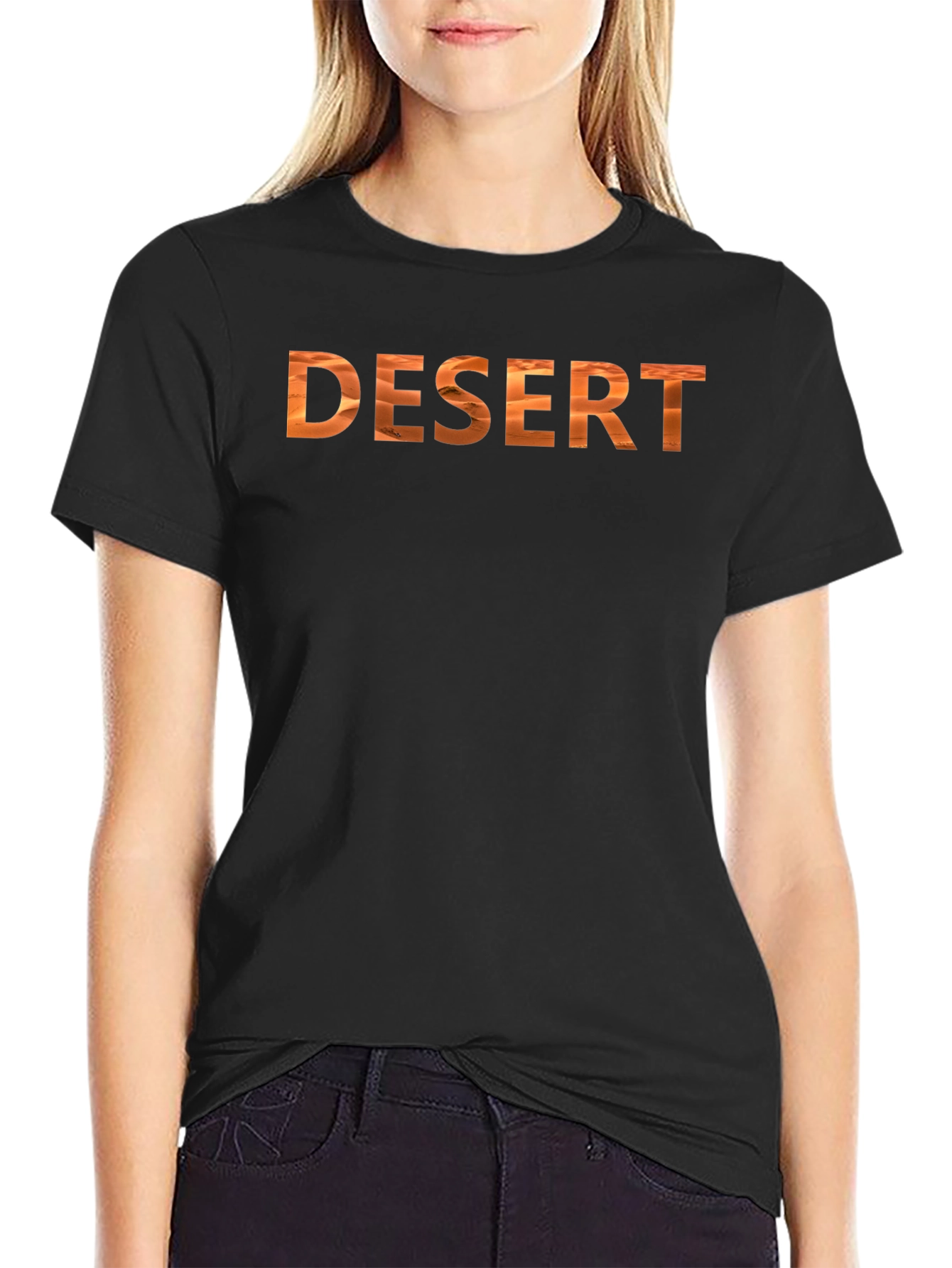 Desert Graphic Tee - Sand Dune Design Black T-Shirt