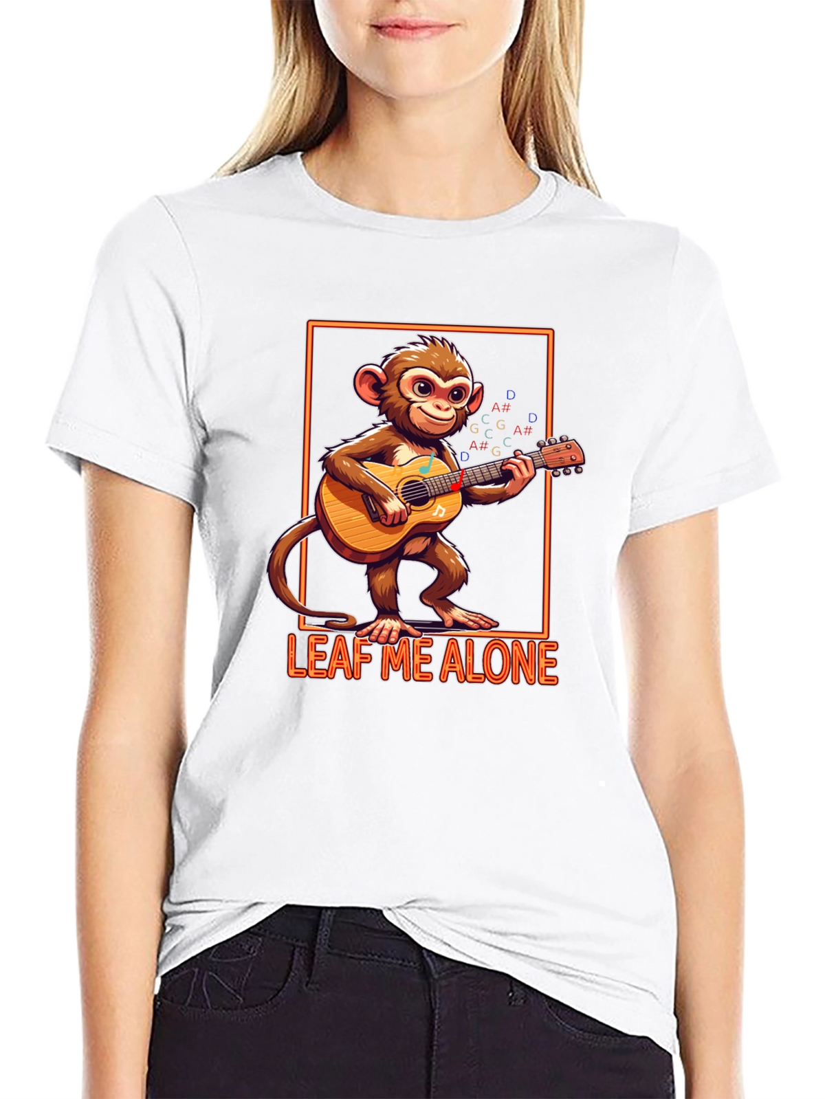 Funny Monkey Playing Guitar Graphic T-Shirt