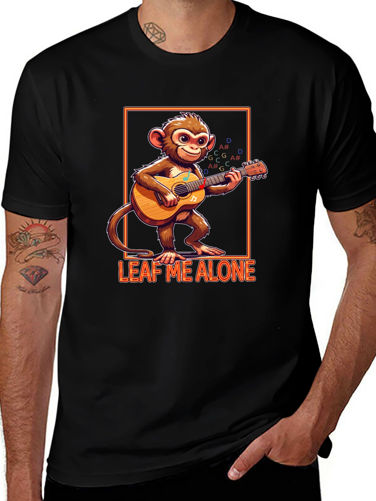 Funny Monkey Playing Guitar Graphic T-Shirt