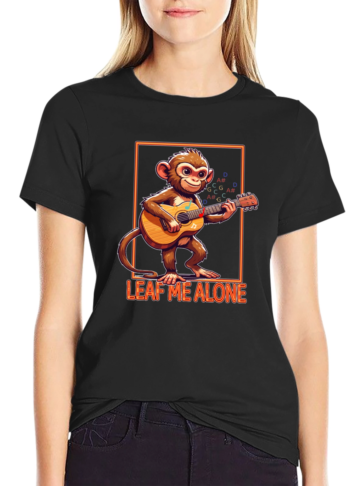 Funny Monkey Playing Guitar Graphic T-Shirt