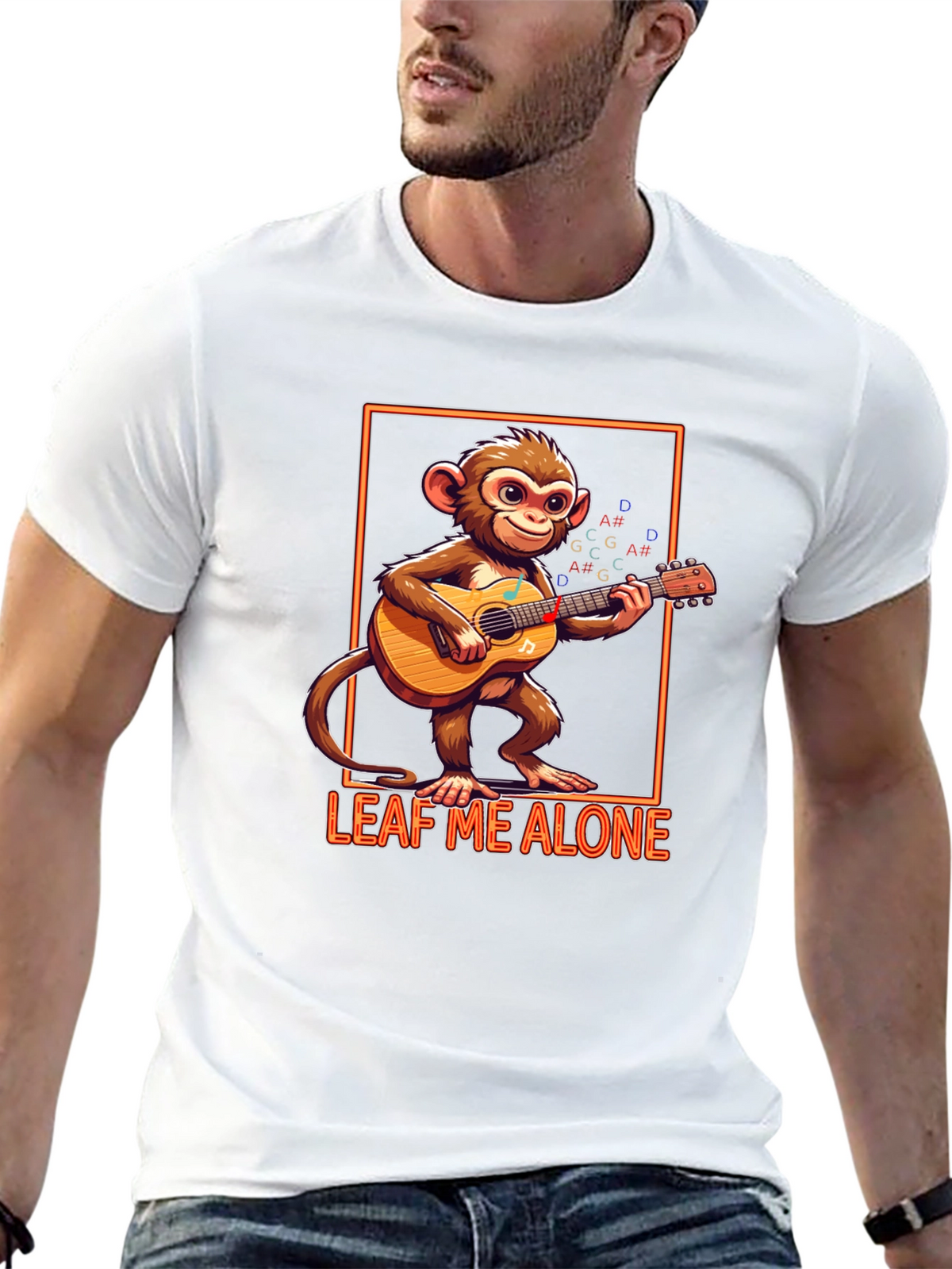 Funny Monkey Playing Guitar Graphic T-Shirt