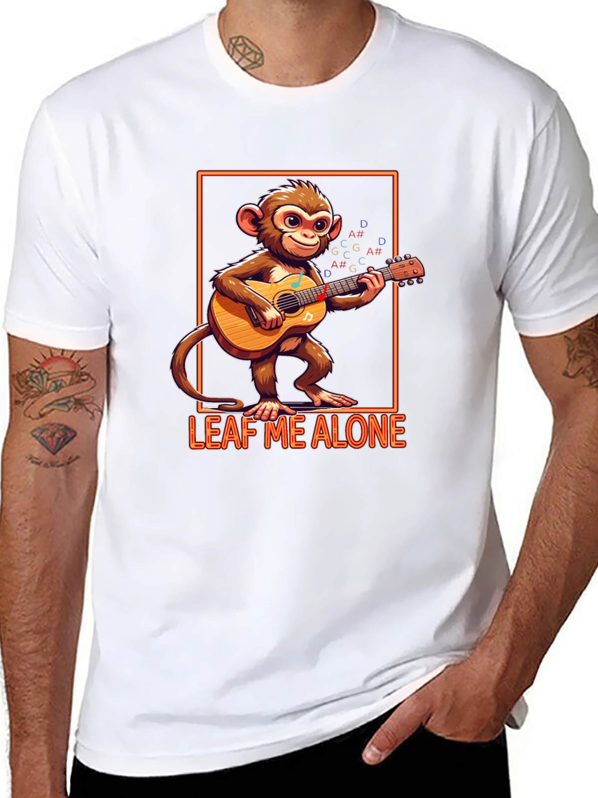 Funny Monkey Playing Guitar Graphic T-Shirt