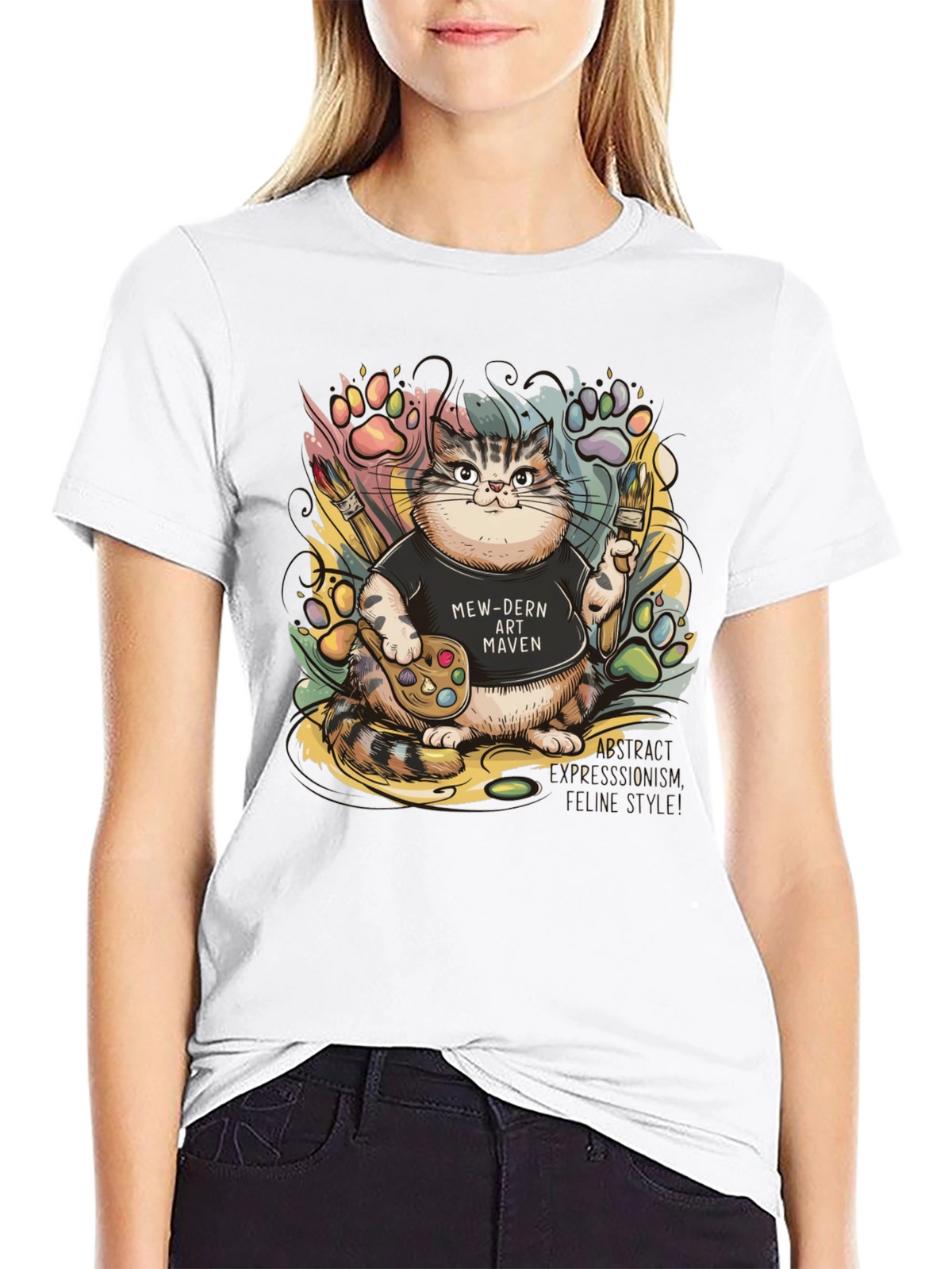 Mew-dern Art Maven T-Shirt - Cat Lover Tee
