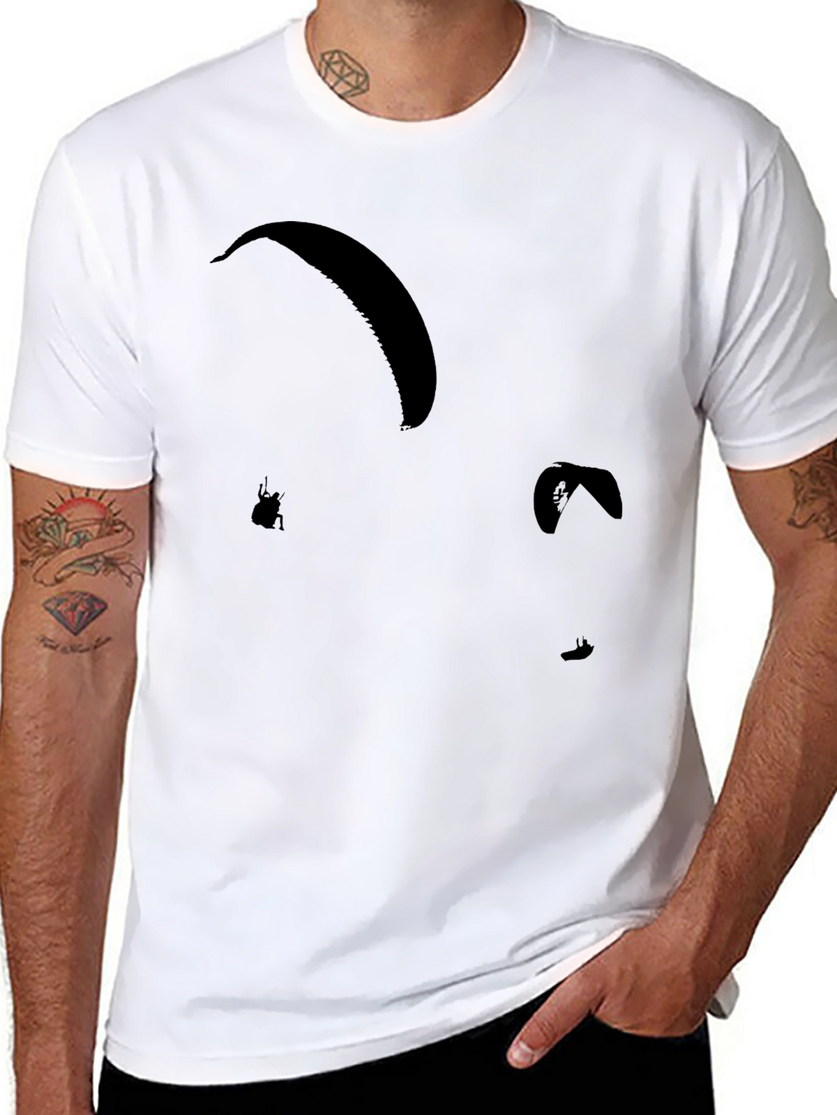 Black Paragliding T-Shirt for Extreme Sports Lovers