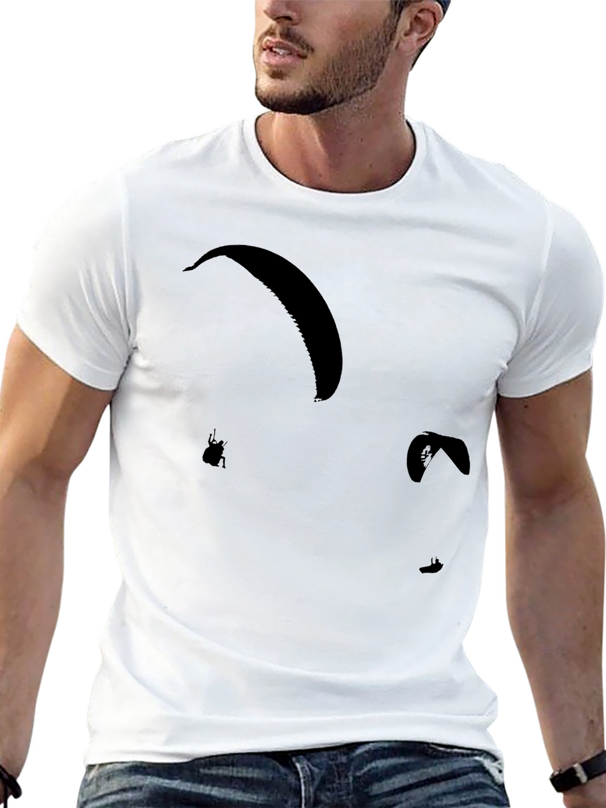Black Paragliding T-Shirt for Extreme Sports Lovers