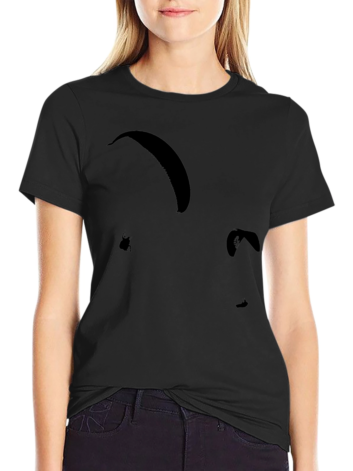 Black Paragliding T-Shirt for Extreme Sports Lovers