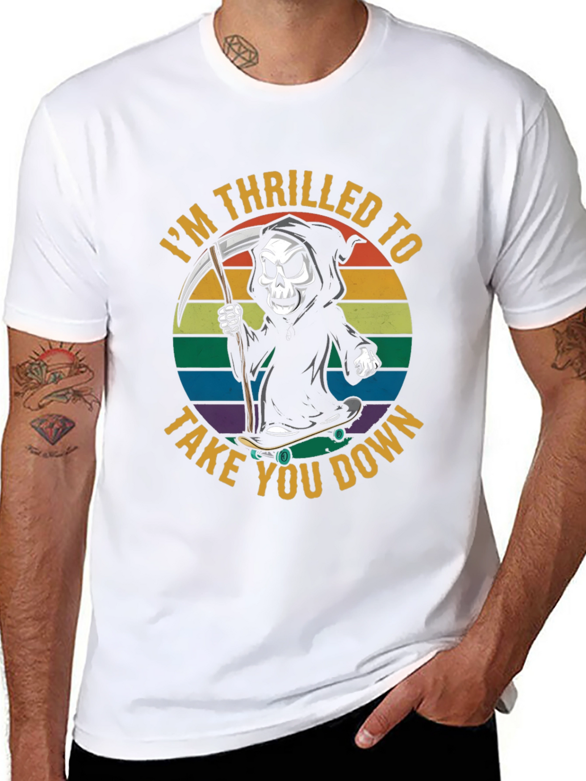 Thrilled Grim Reaper Skateboard T-Shirt