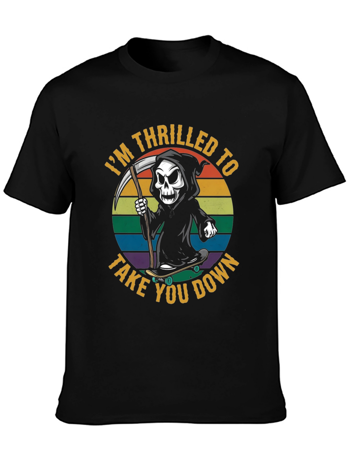 Thrilled Grim Reaper Skateboard T-Shirt