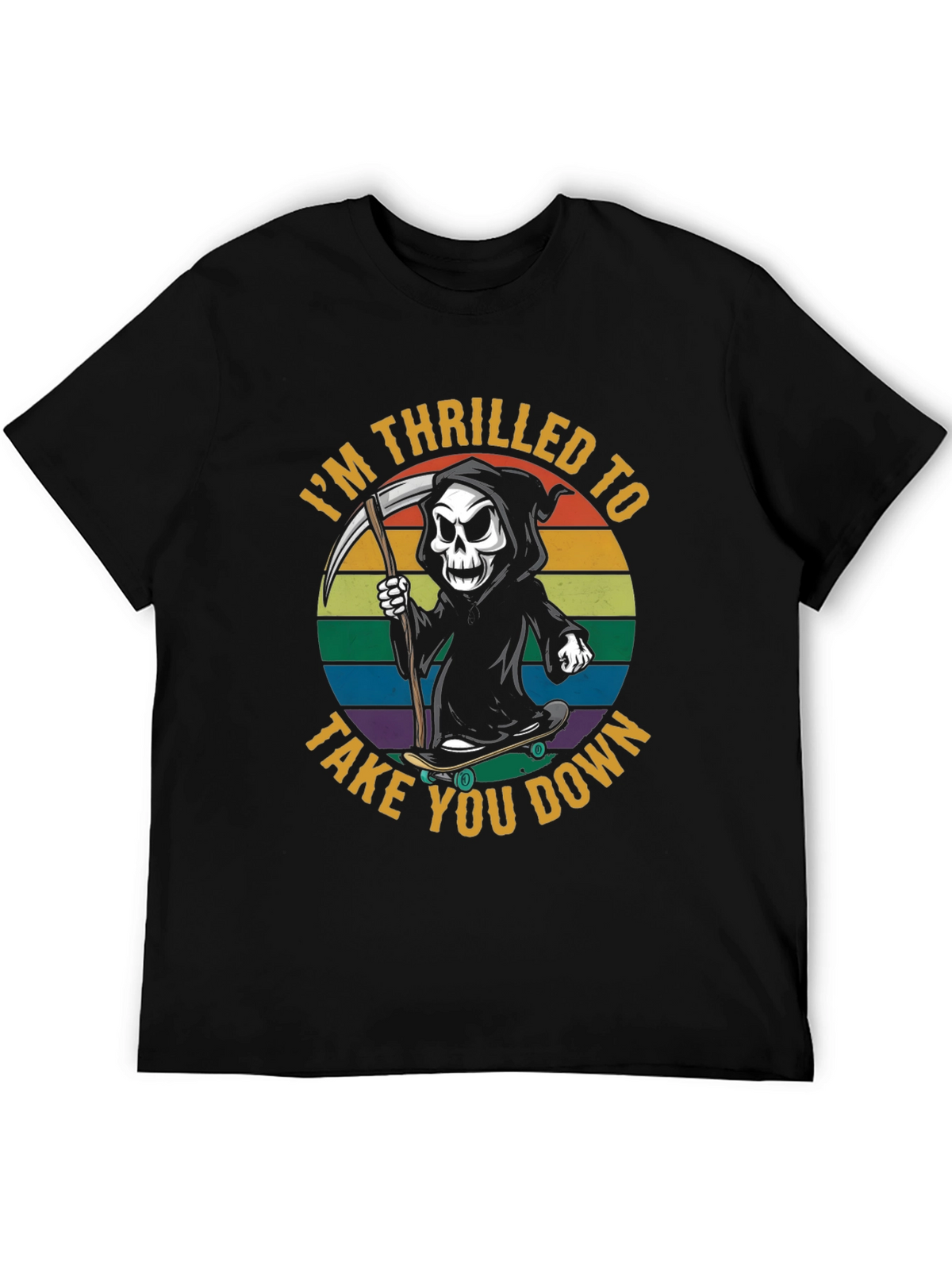 Thrilled Grim Reaper Skateboard T-Shirt