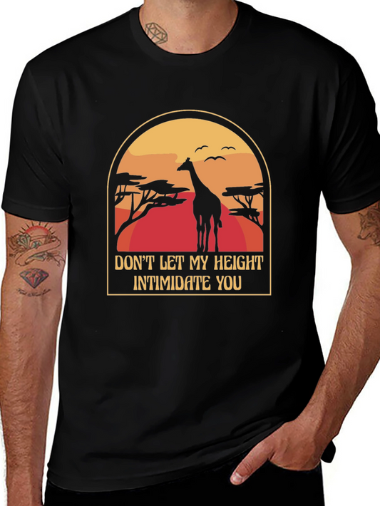 Giraffe Height Funny Black T-Shirt