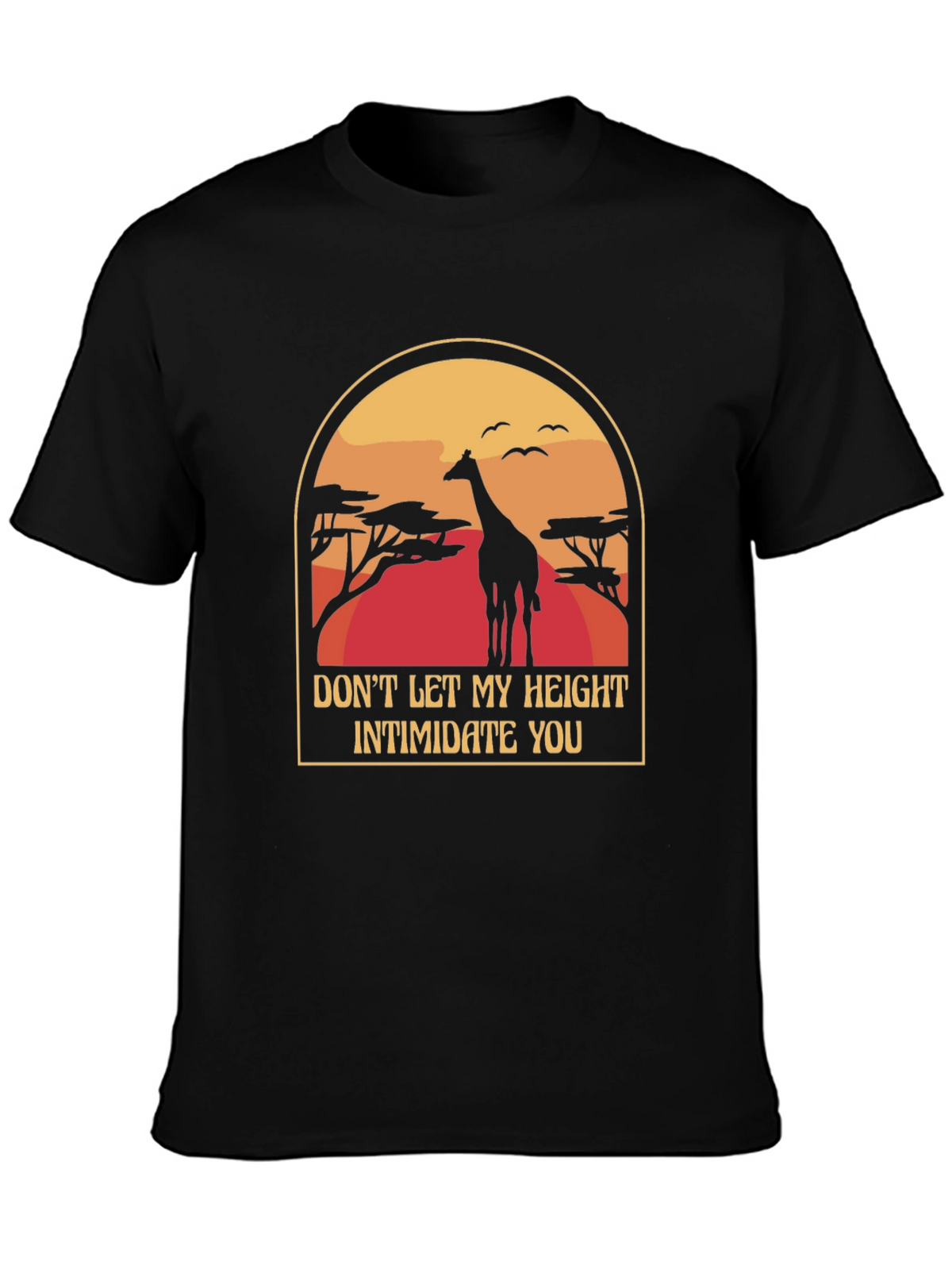Giraffe Height Funny Black T-Shirt