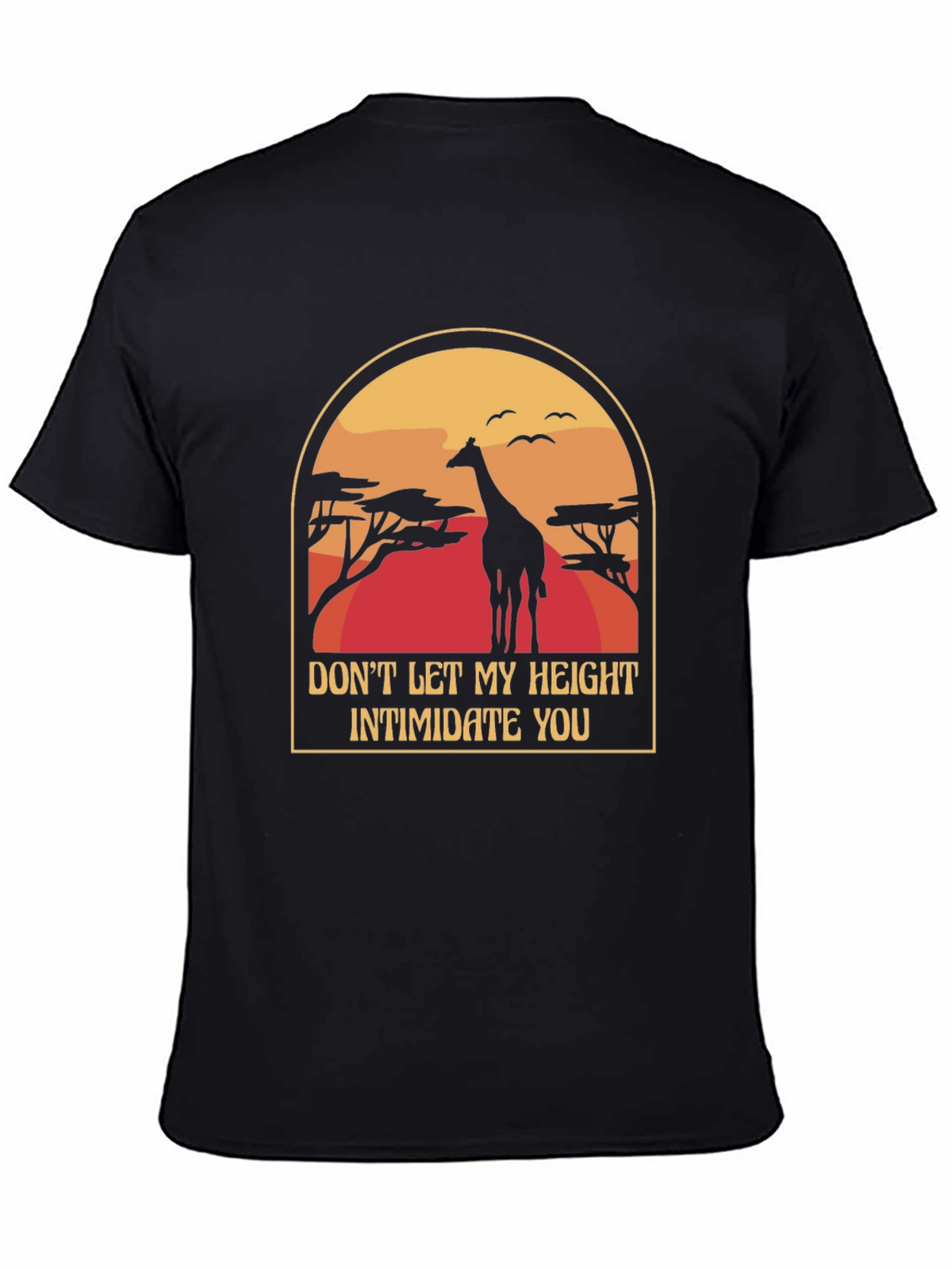 Giraffe Height Funny Black T-Shirt