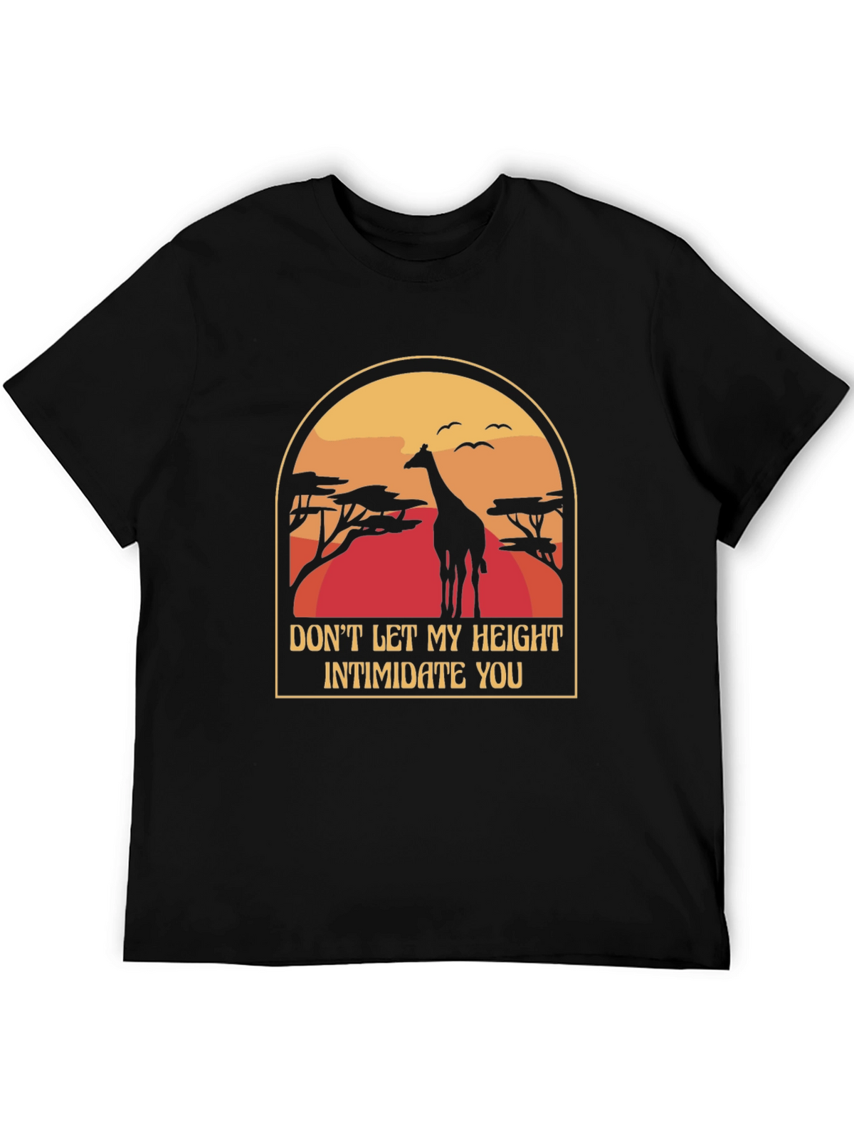 Giraffe Height Funny Black T-Shirt