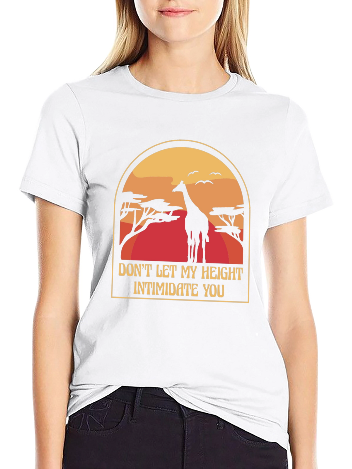 Giraffe Height Funny Black T-Shirt