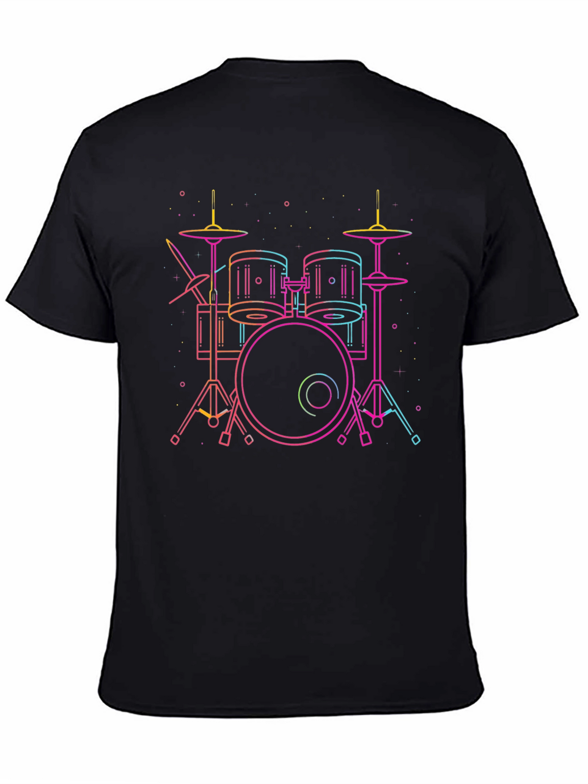 Neon Drum Set Black Tee - Music Lovers Must-Have!