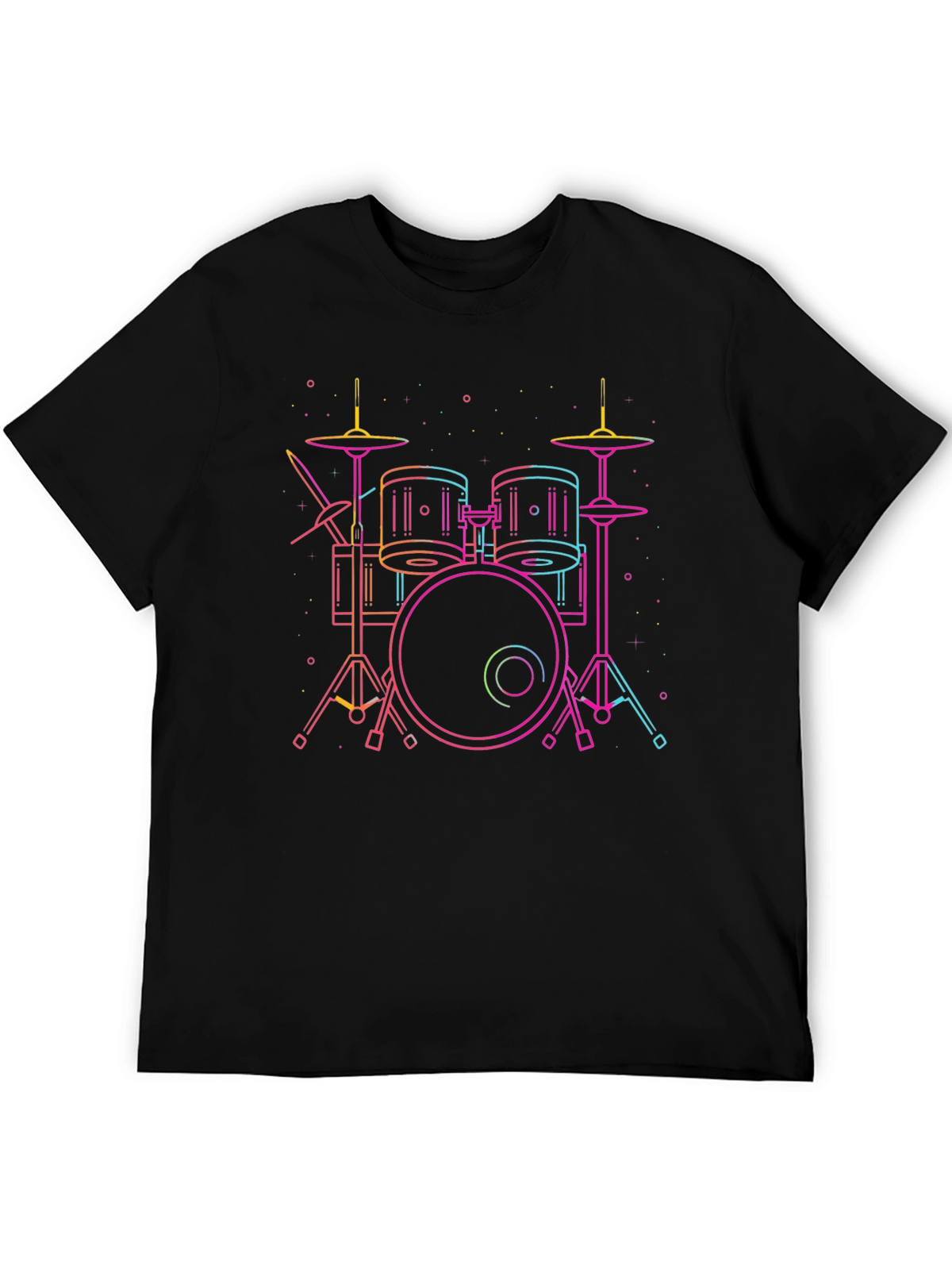 Neon Drum Set Black Tee - Music Lovers Must-Have!