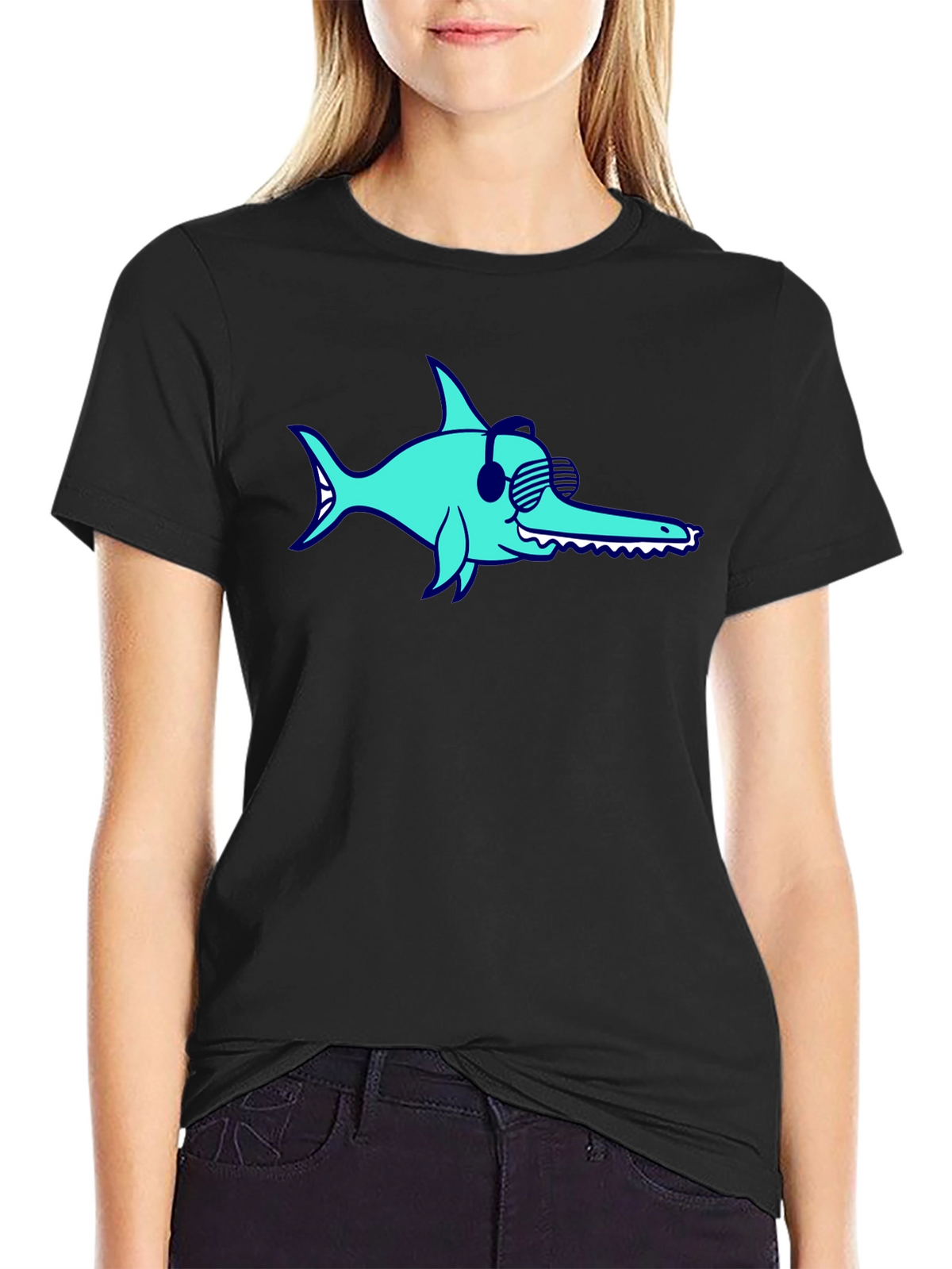Funny Sawfish with Headphones T-Shirt