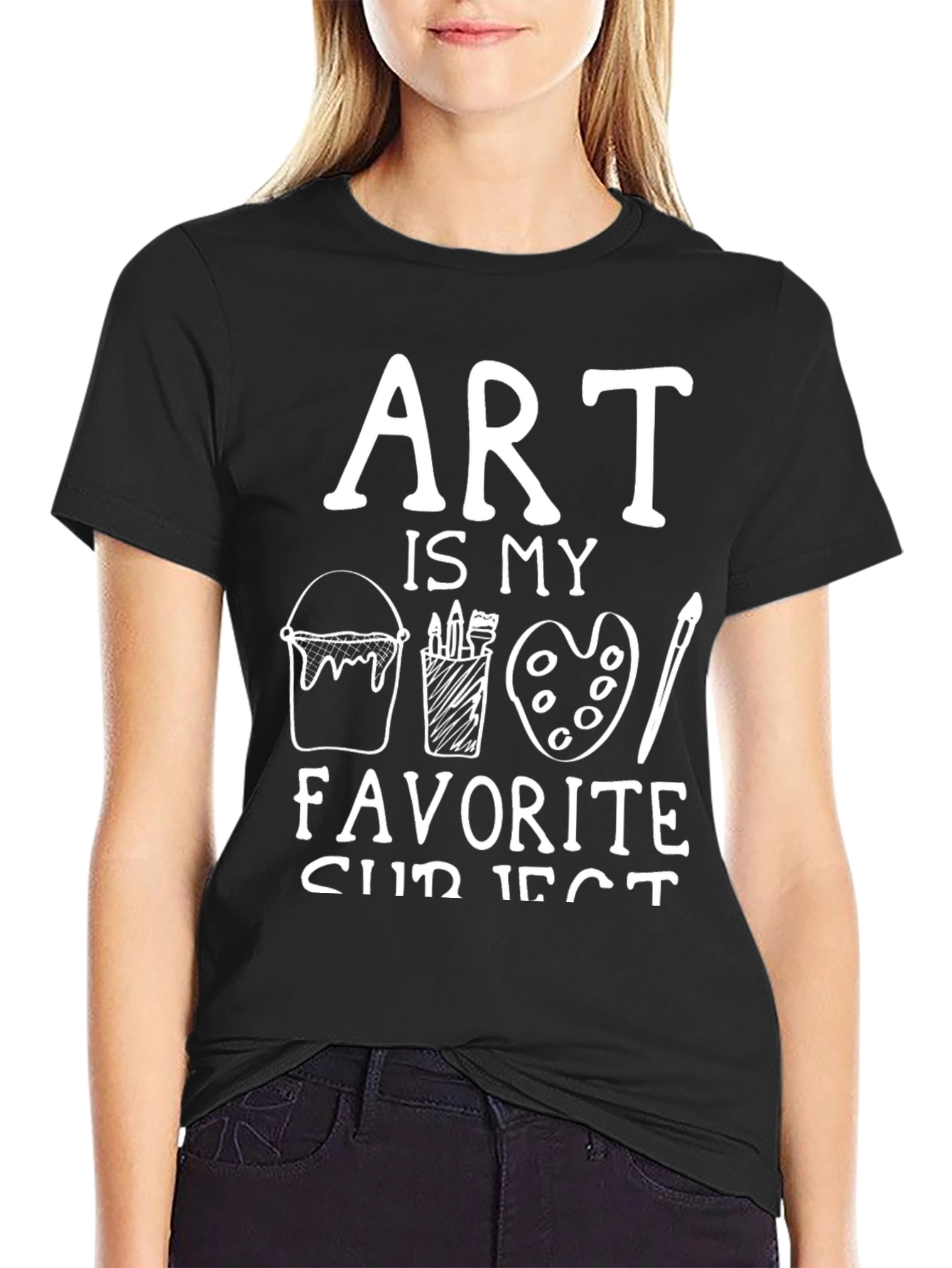 Art Is My Favorite Subject Black Graphic Tee