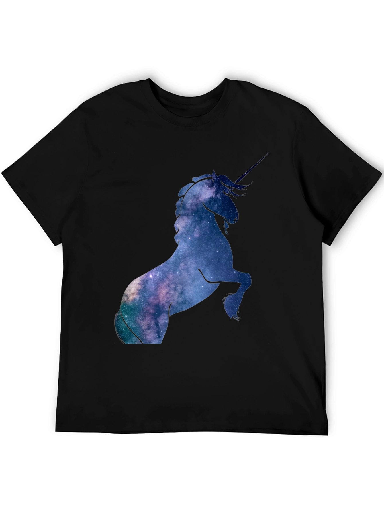 Unicorn Galaxy Print Black T-Shirt