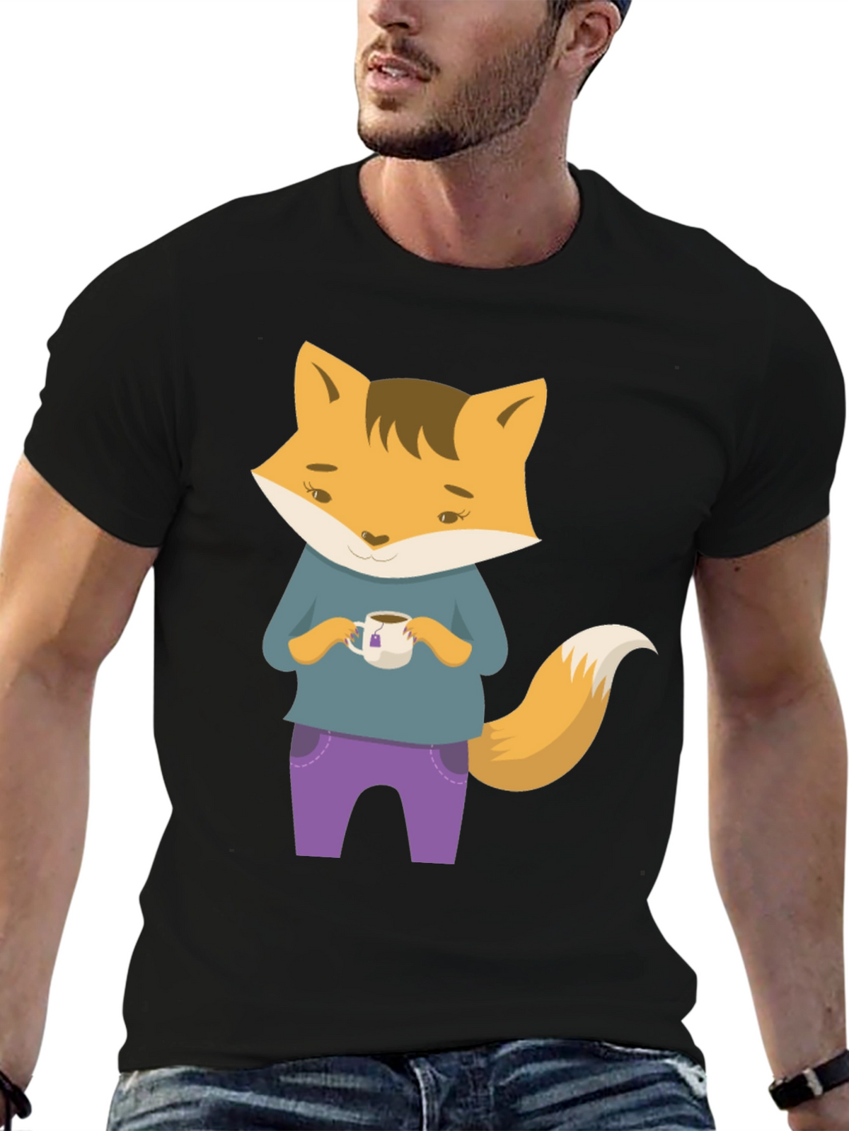 Fox Tea T-Shirt - Cute Cartoon Fox Design