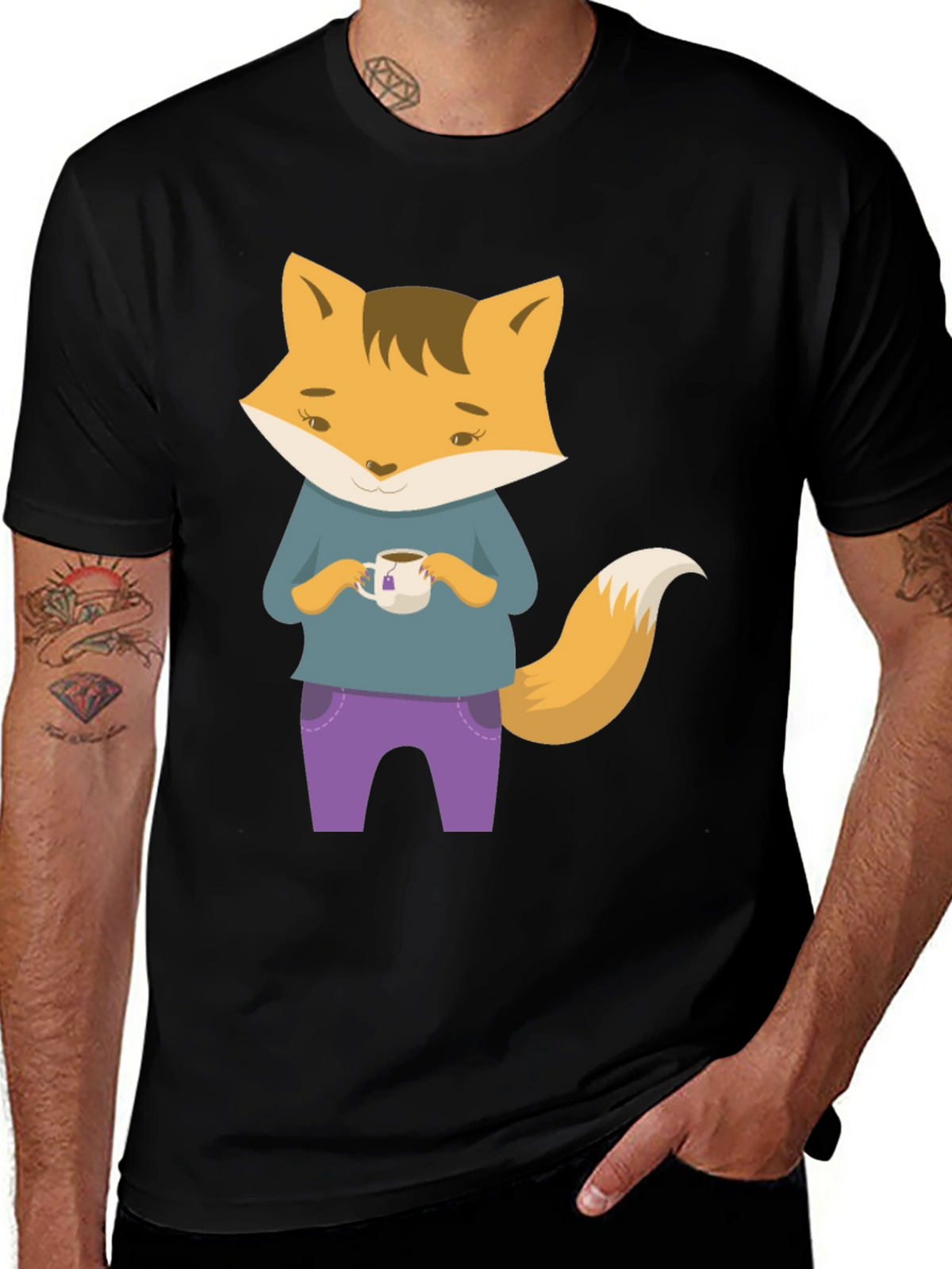 Fox Tea T-Shirt - Cute Cartoon Fox Design