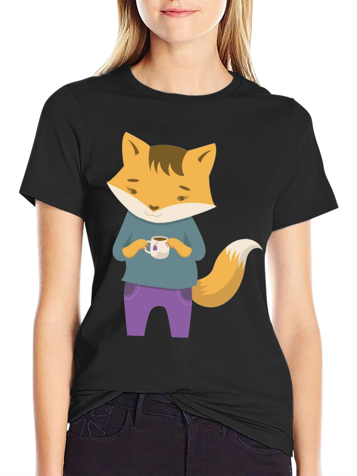 Fox Tea T-Shirt - Cute Cartoon Fox Design