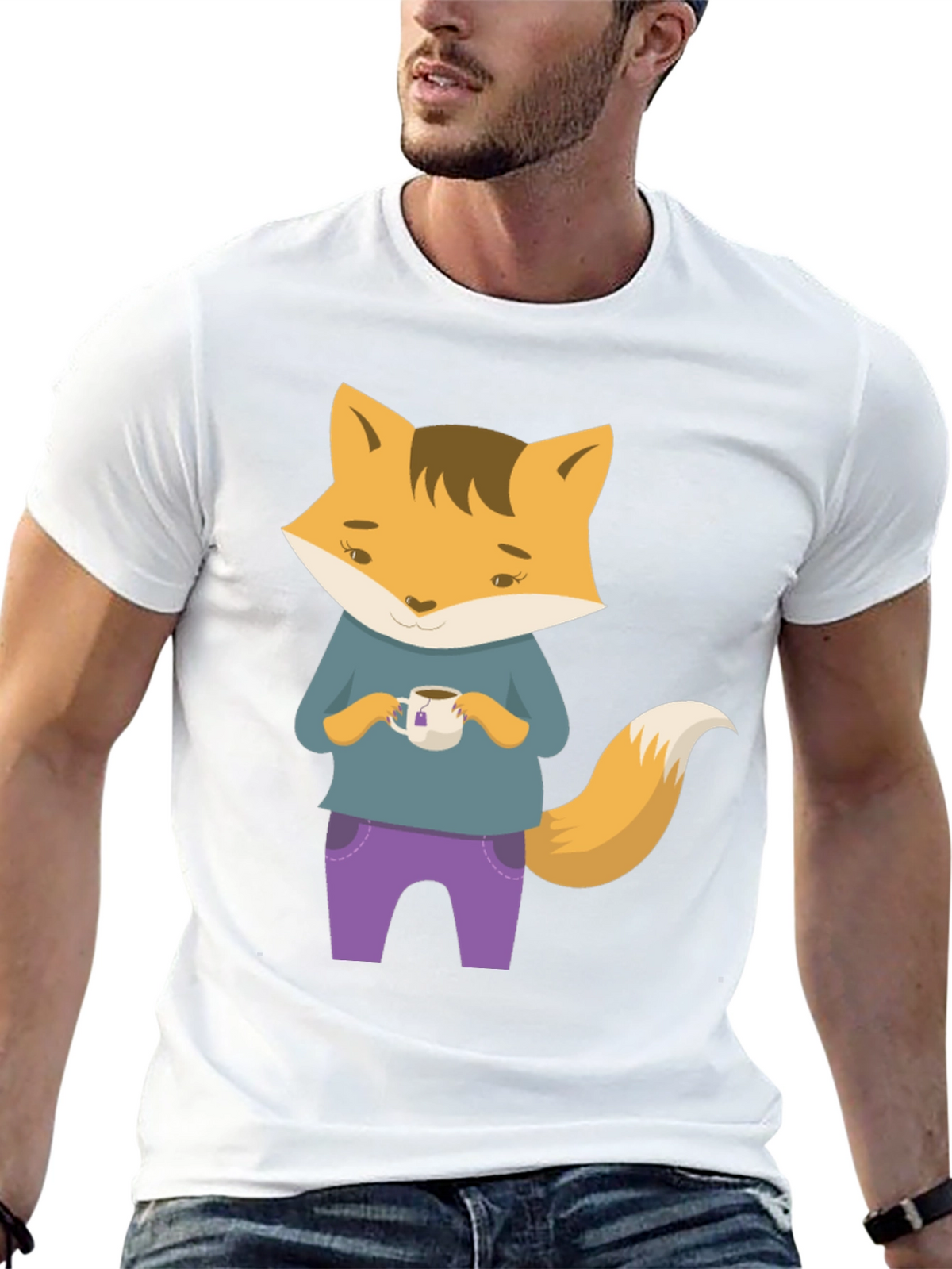 Fox Tea T-Shirt - Cute Cartoon Fox Design