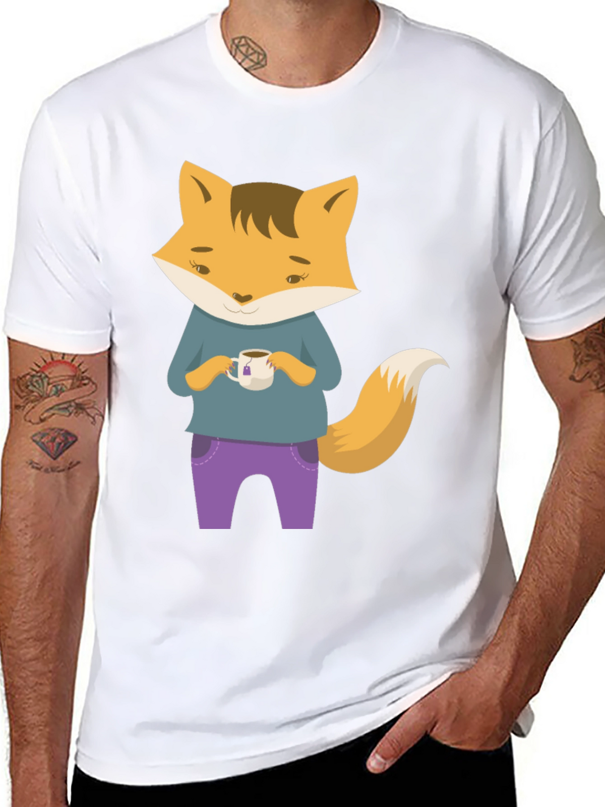 Fox Tea T-Shirt - Cute Cartoon Fox Design