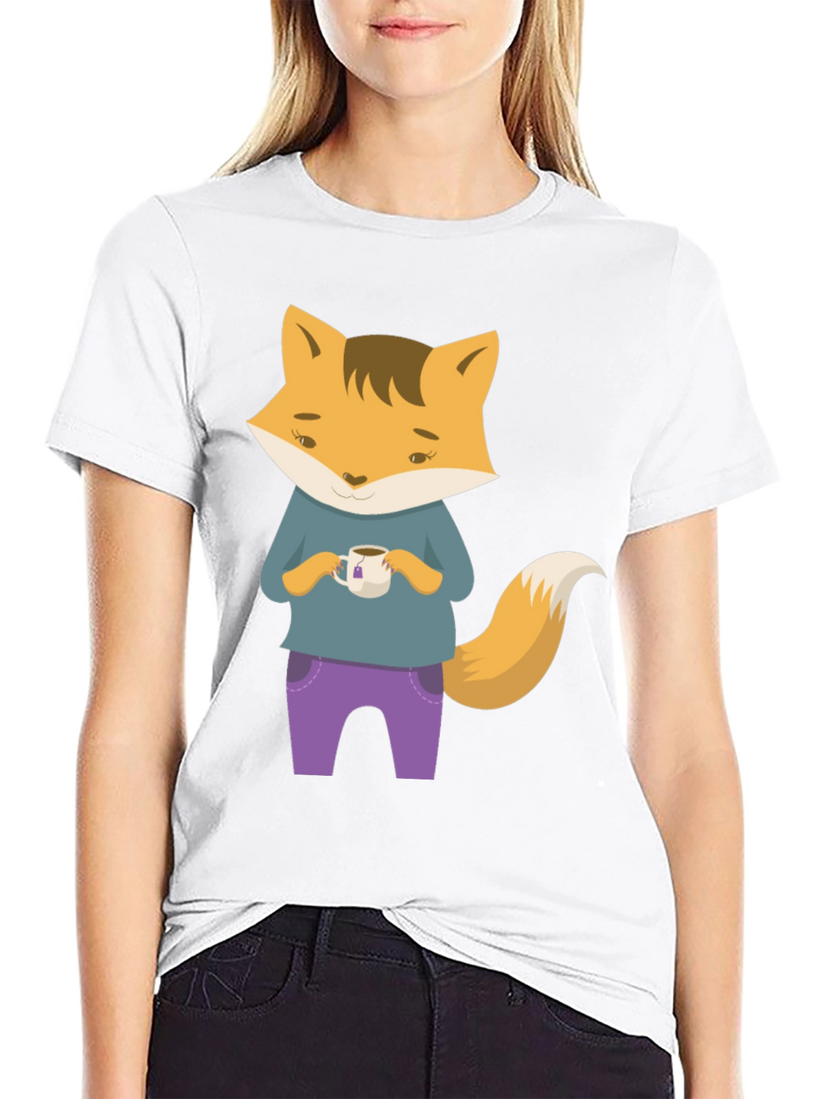 Fox Tea T-Shirt - Cute Cartoon Fox Design